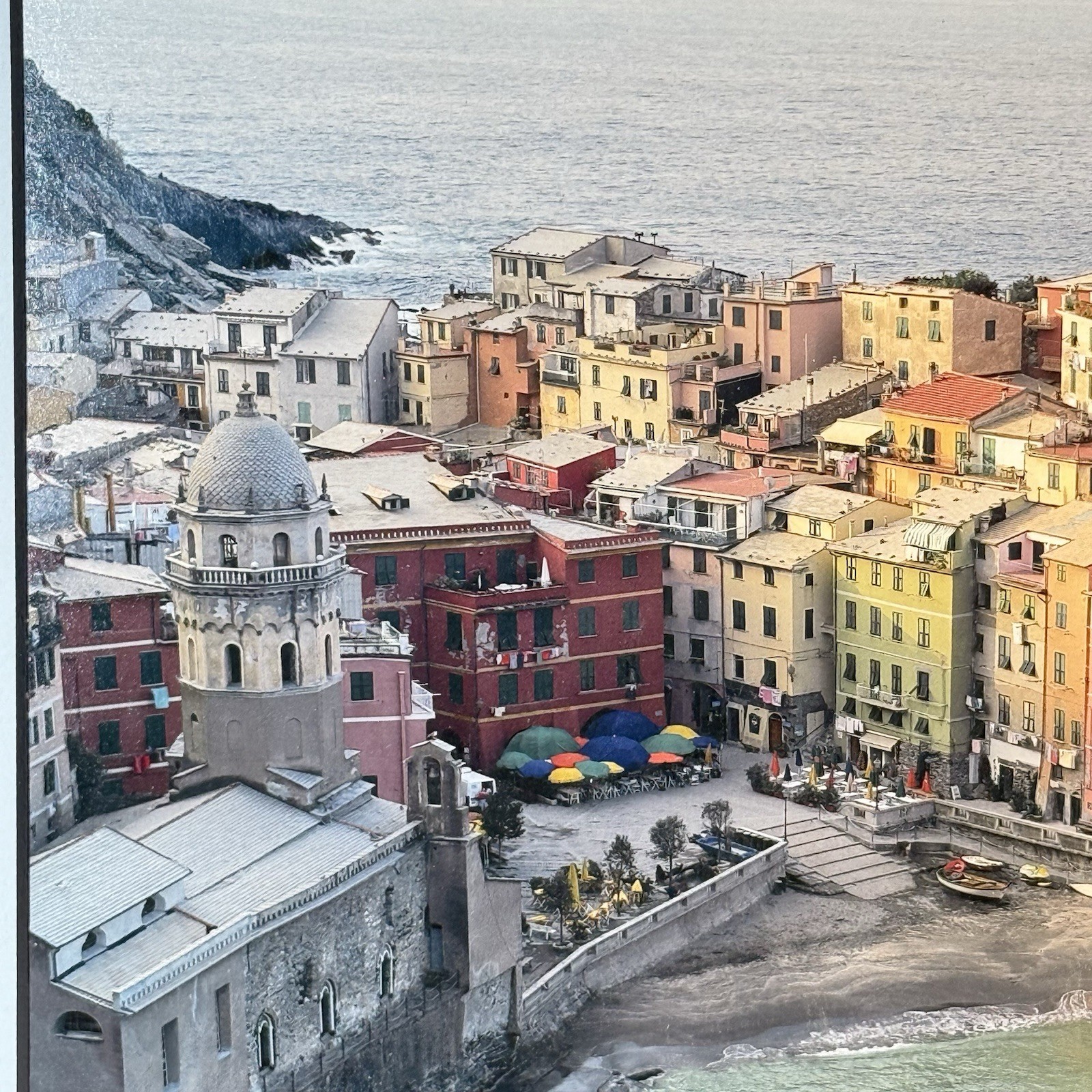 Dennis Barloga Vernazza Harbor Cinque Terre, Italy Giclee Print 12” x 14” Wood