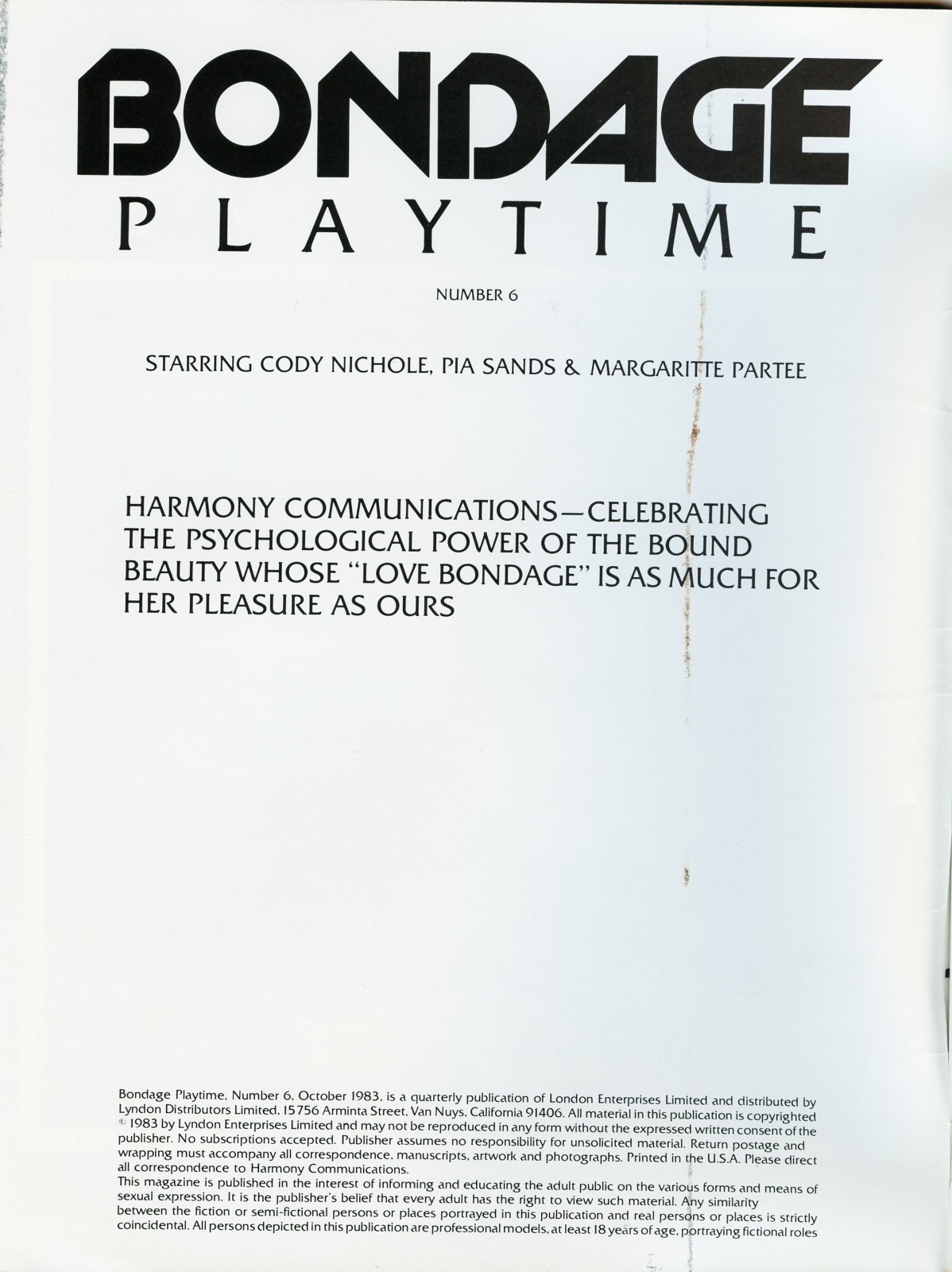 Vintage Art Magazine- Bondage Playtime Number 6 – 1983 MICHELLE BAUER PIA SANDS