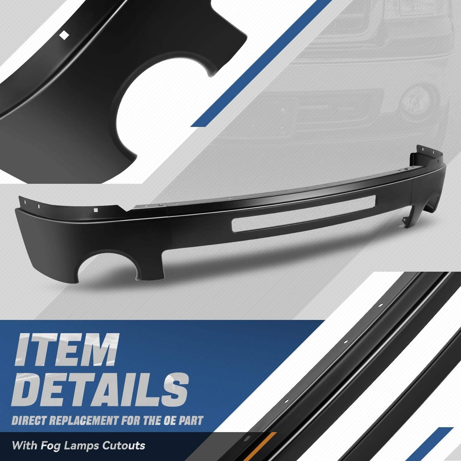 Front Bumper Compatible with 2007-2013 GMC Sierra 1500, 2007-2010 Sierra 2500HD