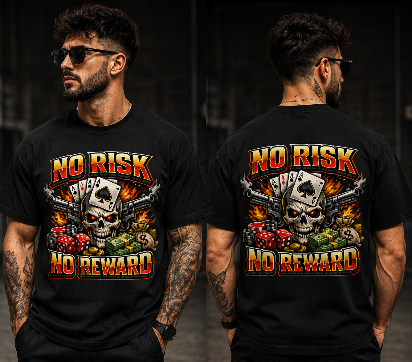 No Risk No Reward Skull PNG Digital Download T-Shirt Sticker Print Design
