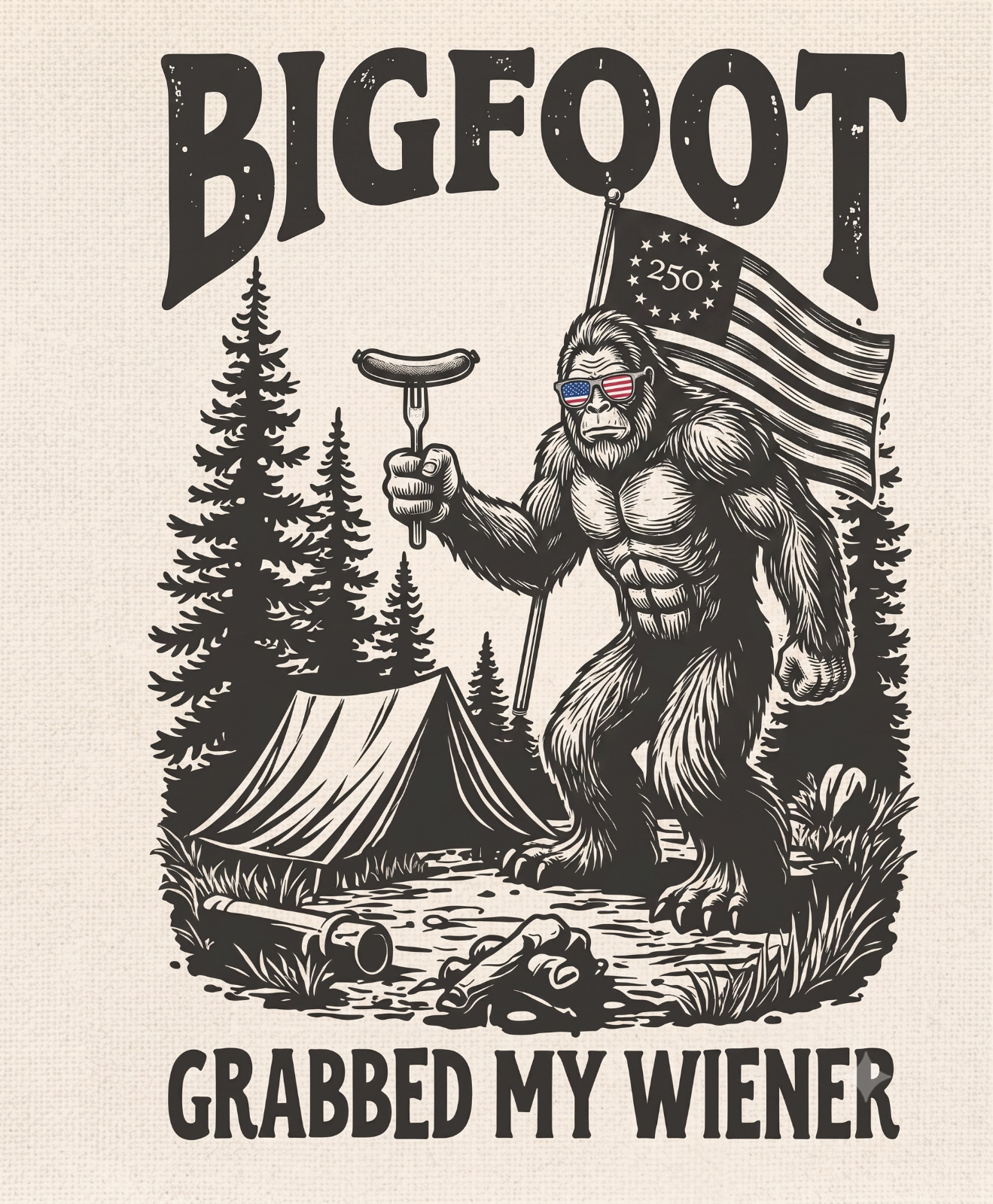 Bigfoot 250 Years of Freedom PNG Digital Download Printable PNG File