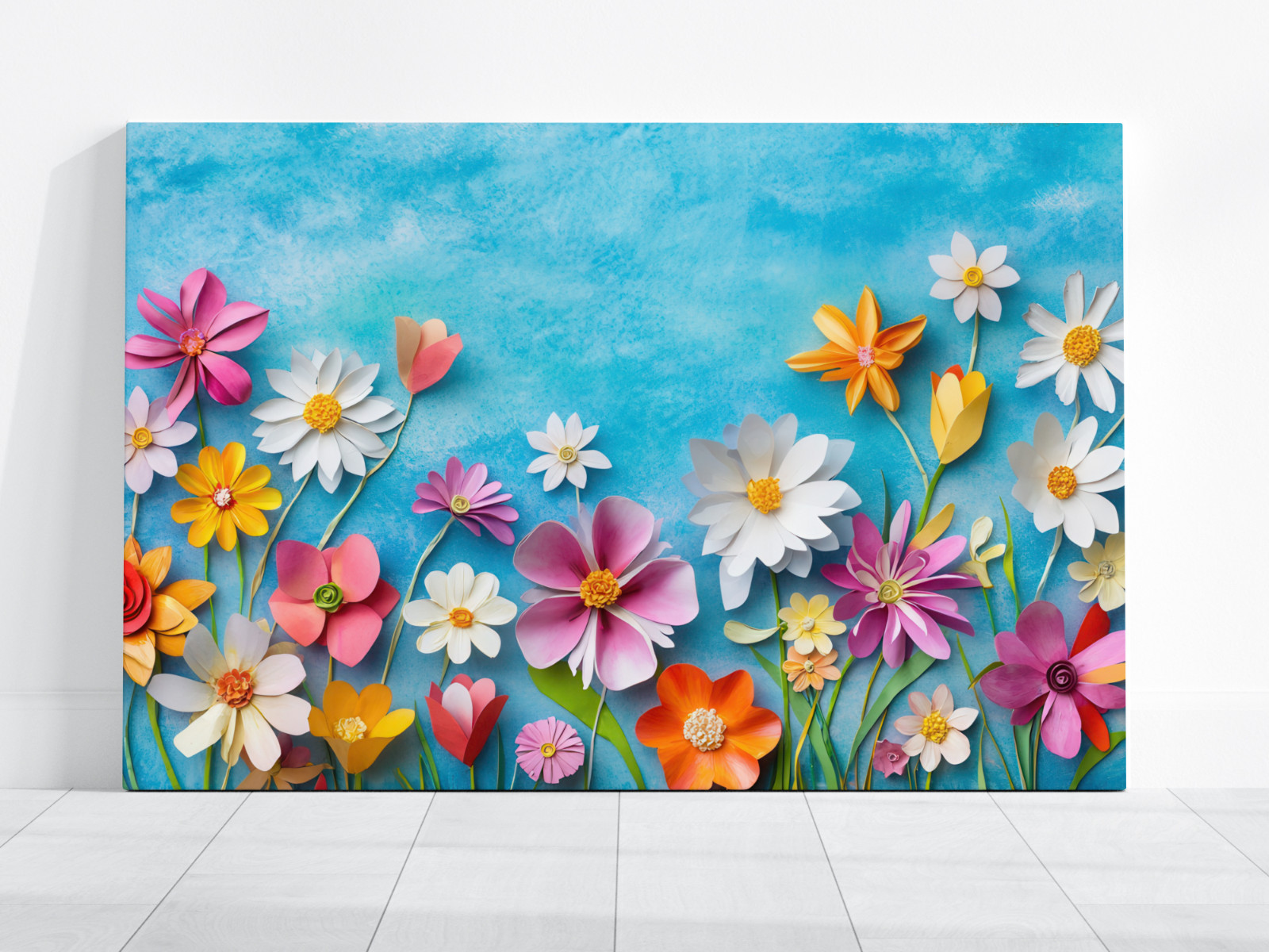 Colorful Floral Wall Art, Rainbow Flower Print, Spring Garden Painting Botanical