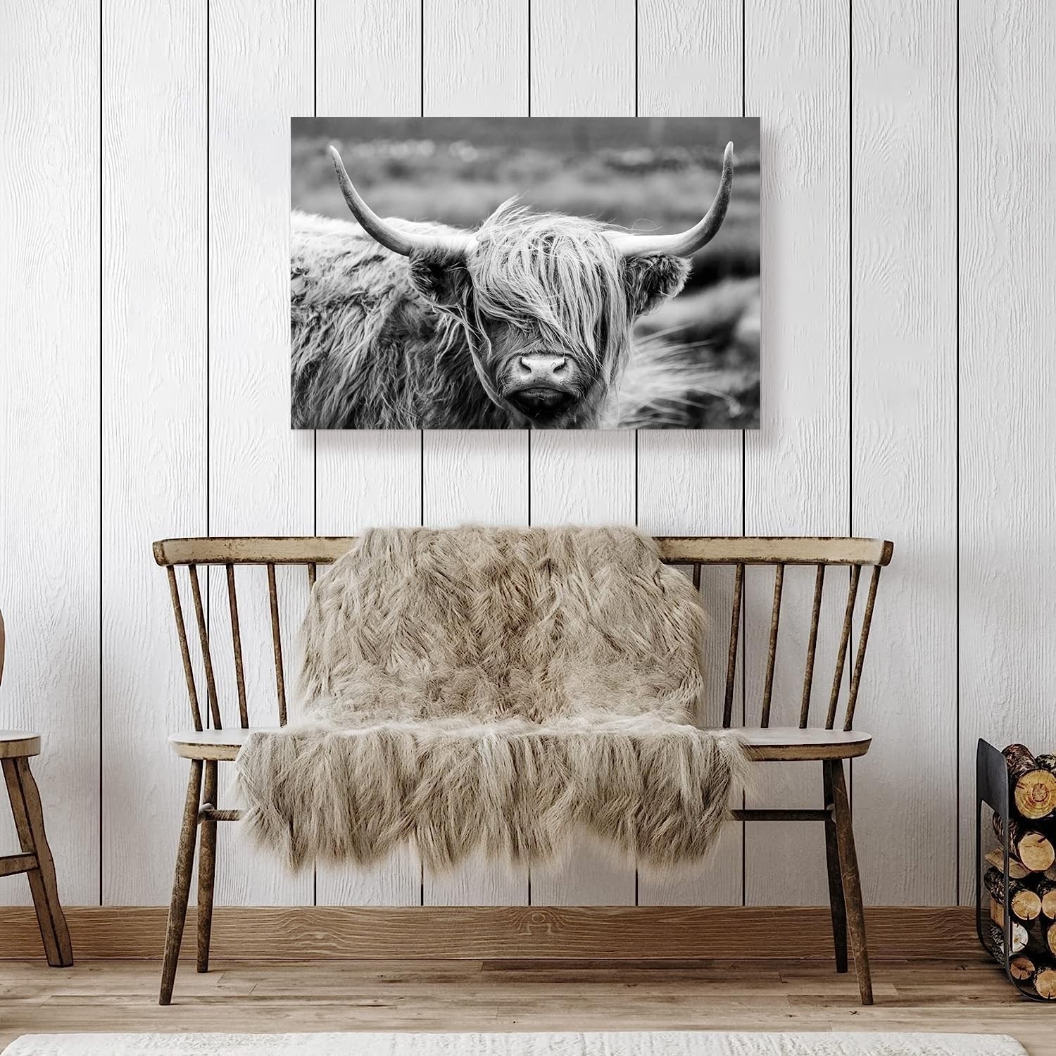 Highland Cow Photography Wildlife Portrait Picture Black and White Closeup An…