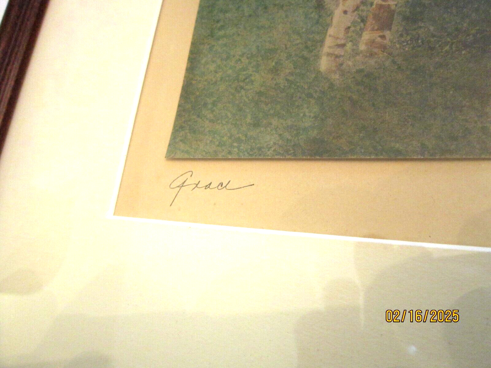 Antique Wallace Nutting Tinted Photo Print “GRACE” w/Ink Signature and Title