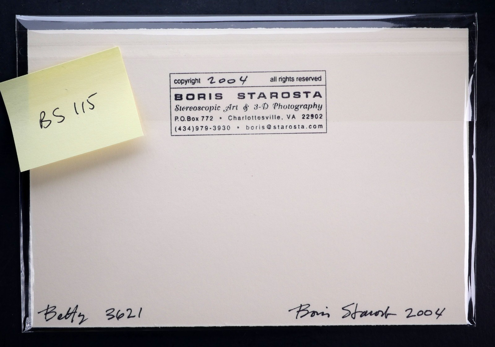 Boris Starosta 3D Stereoview – Betty 3621 – portrait model signed 2004 #115