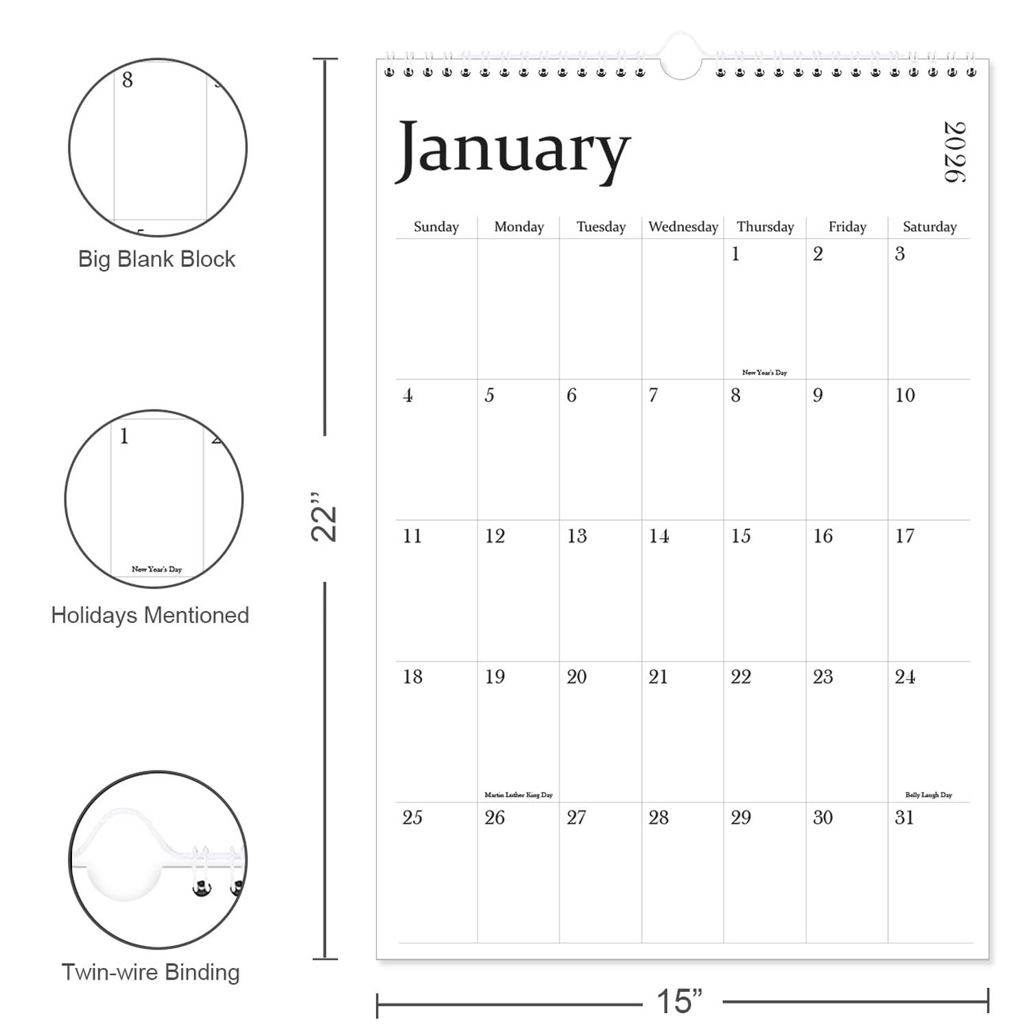 2026-2027 Calendar – Extra Large Wall Calendar 2026-2027 from April 2026 to J…