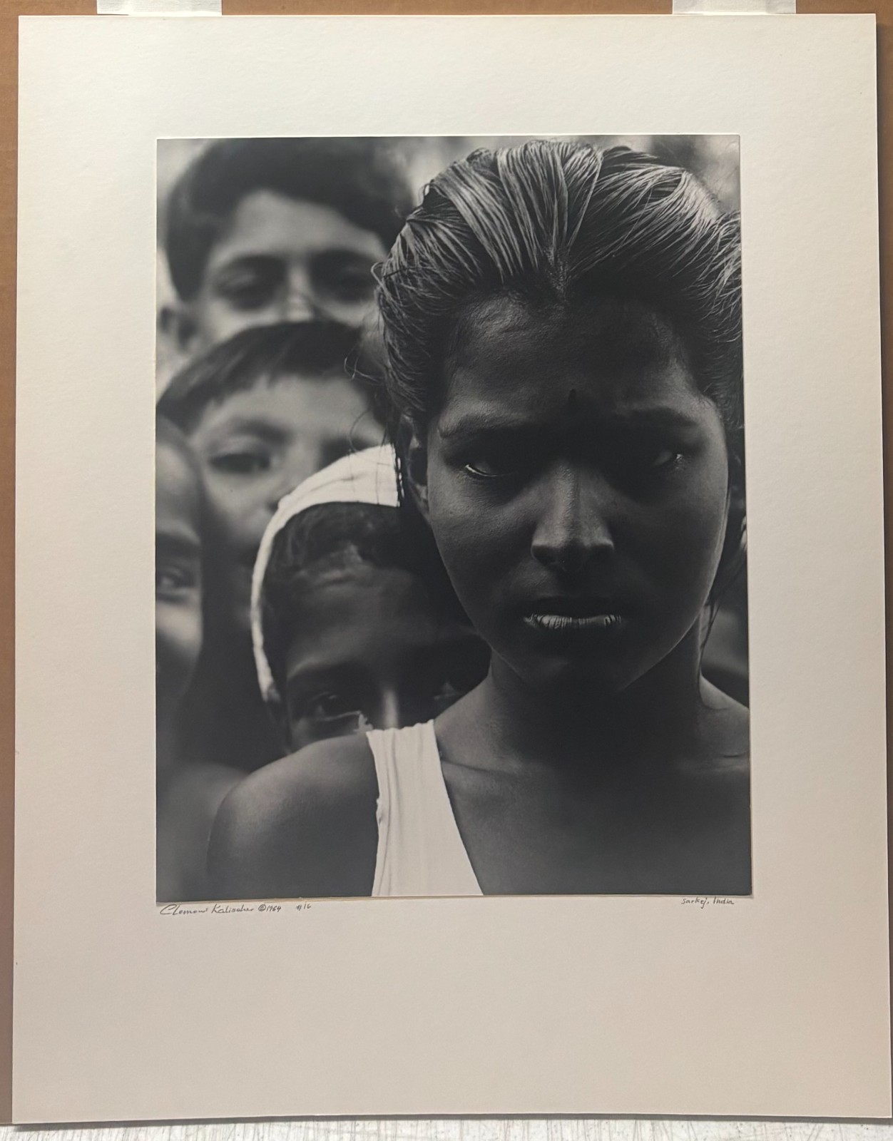 Original CLEMENS KALISCHER ‘Sarkej, India’ GIRL w 4 Boys SIGNED Gelatin PHOTO