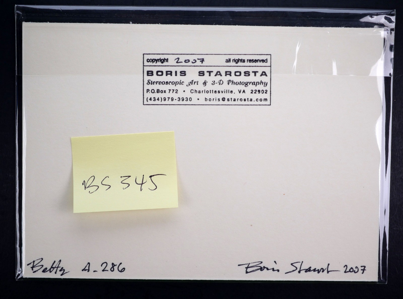 Boris Starosta 3D Stereoview – Betty A-286 – nude model signed 2007 #345