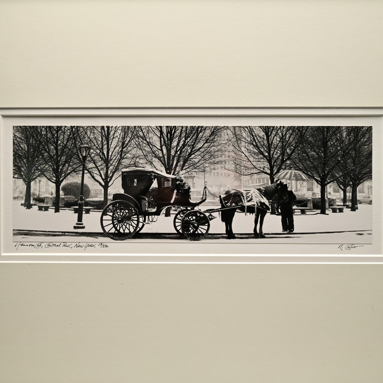 RICHARD CALVO Original Vintage Signed Central Park NY Horse Carriage Photograph