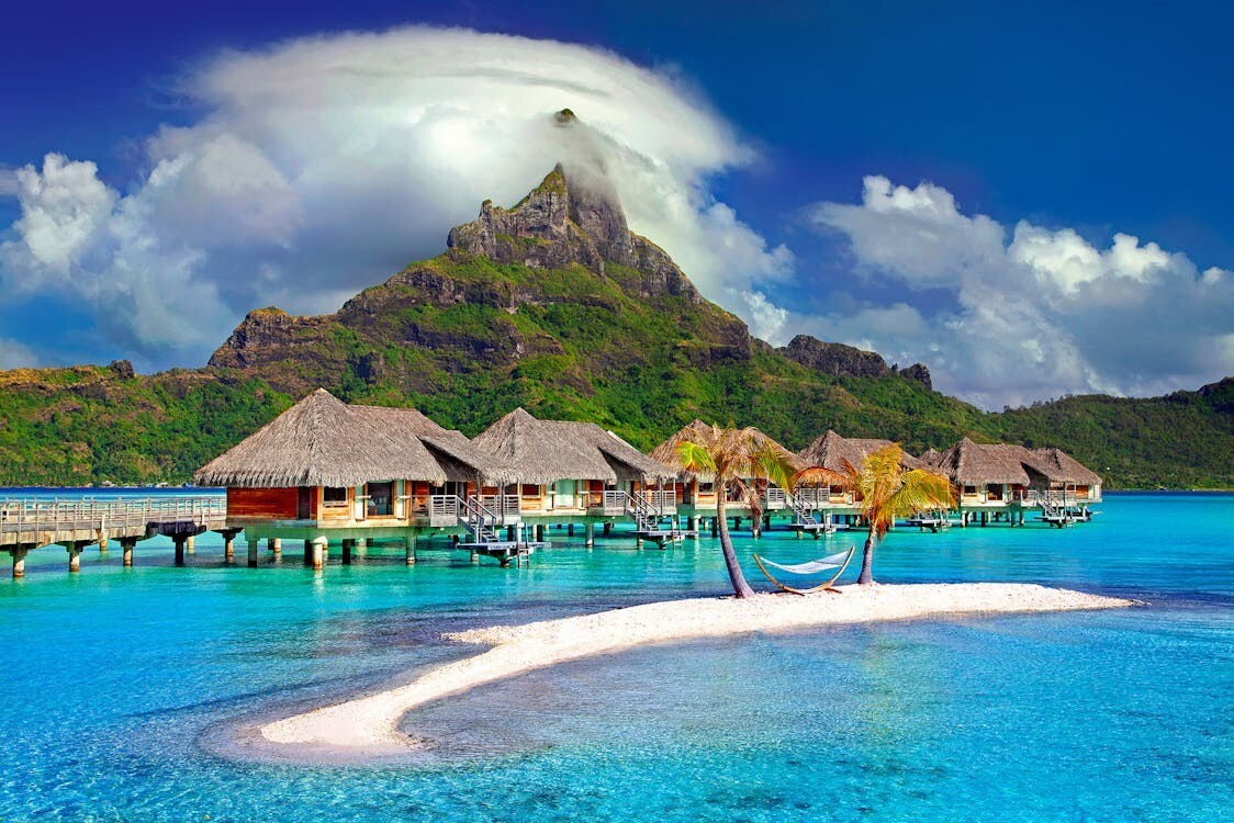 Digital Image Picture Photo Pic Wallpaper Background Beach Scene Huts 6288