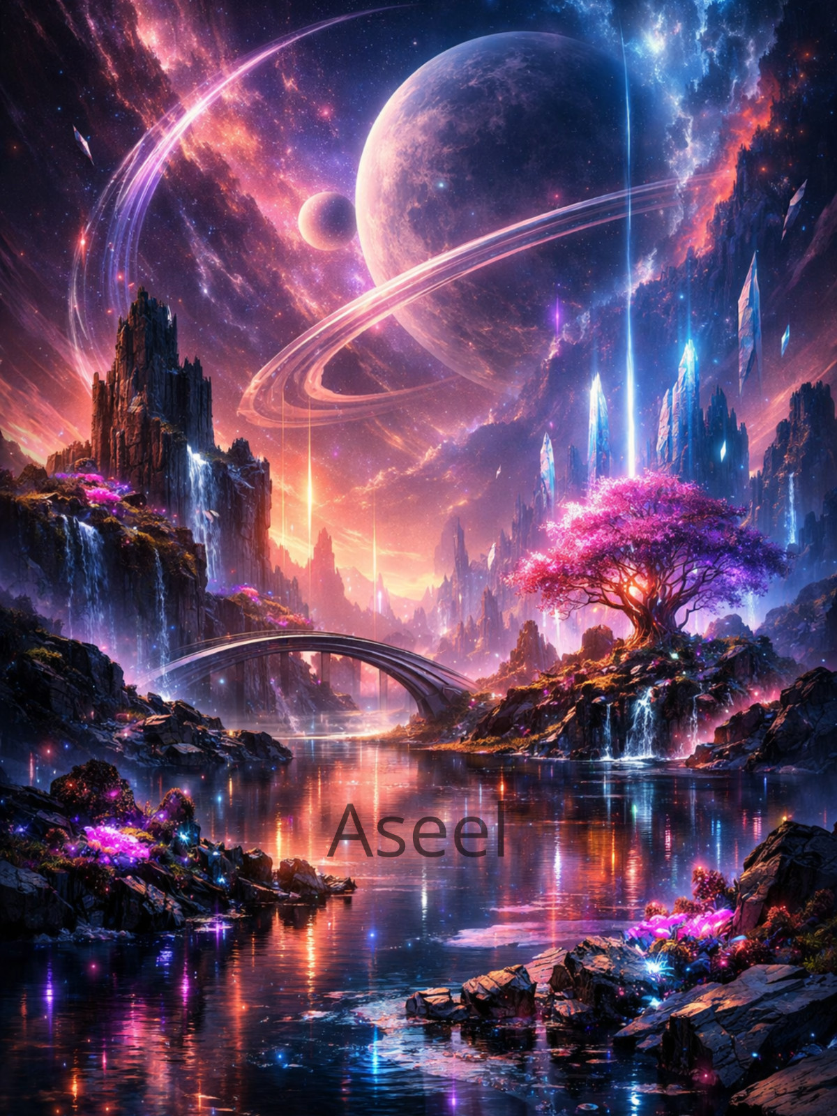 Digital AI Art Wallpaper 4K PNG Abstract Futuristic Fantasy Landscape Desktop