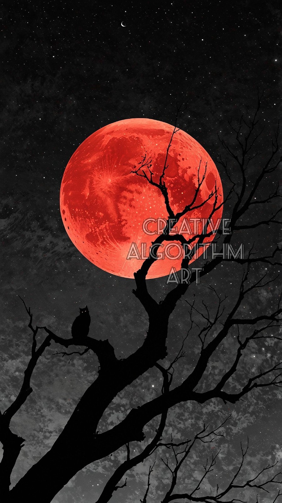 Watcher Beneath the Blood Moon | Photo Wallpaper Image Picture Background