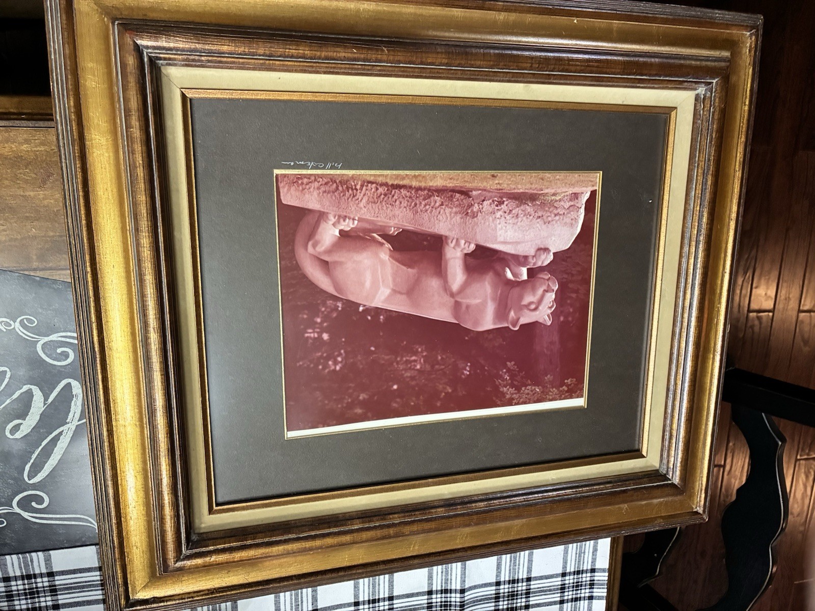 11″x14″ Photograph Nittany Lion Statue by Bill Coleman in 24″x28″ Wooden Frame