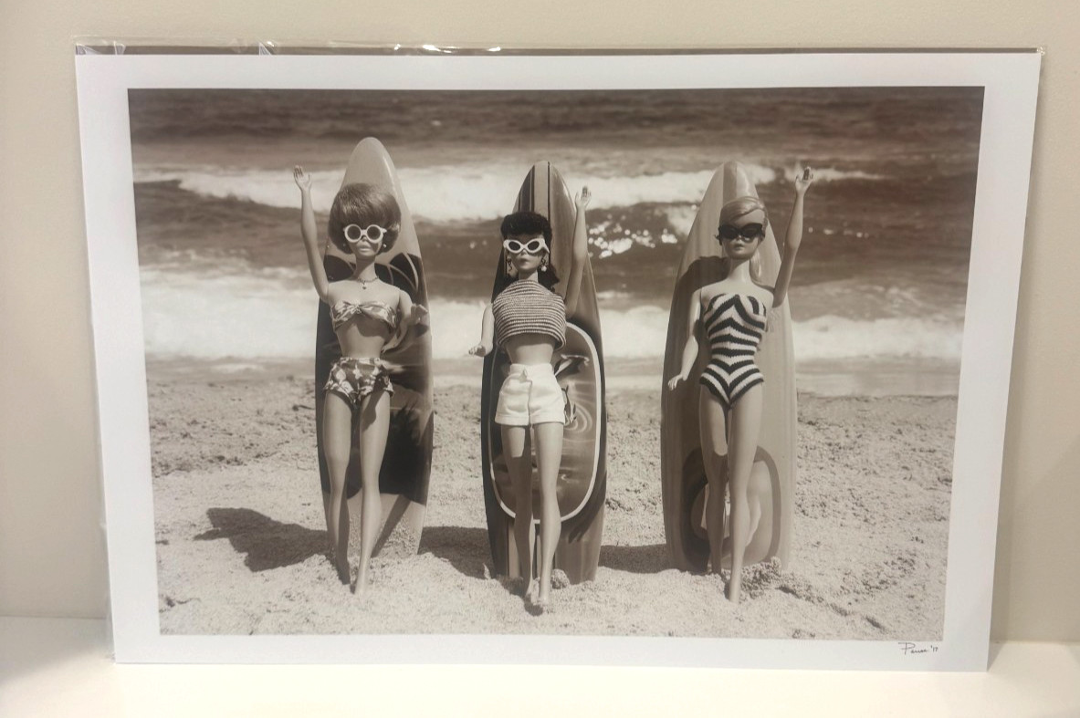 Signed David Parise Photograph Vintage Barbie Surfing at the Beach 13×19” 2017