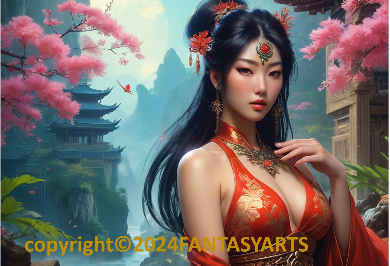 Beautiful Sensual Asian Girl Anime E on Quality semi-gloss Photo Paper 11″ x 17″