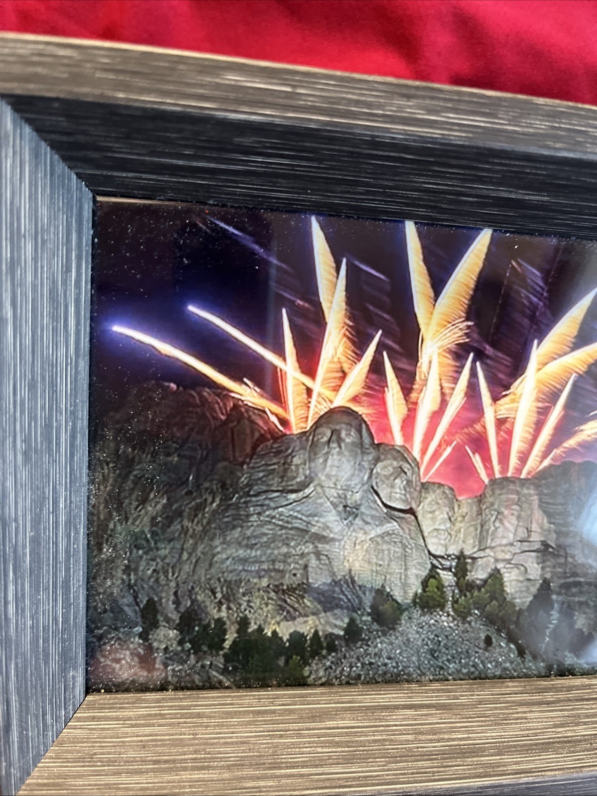 4th Of July Framed Art Photo Beautiful Mt. Rushmore With Fireworks 5X7 Festival