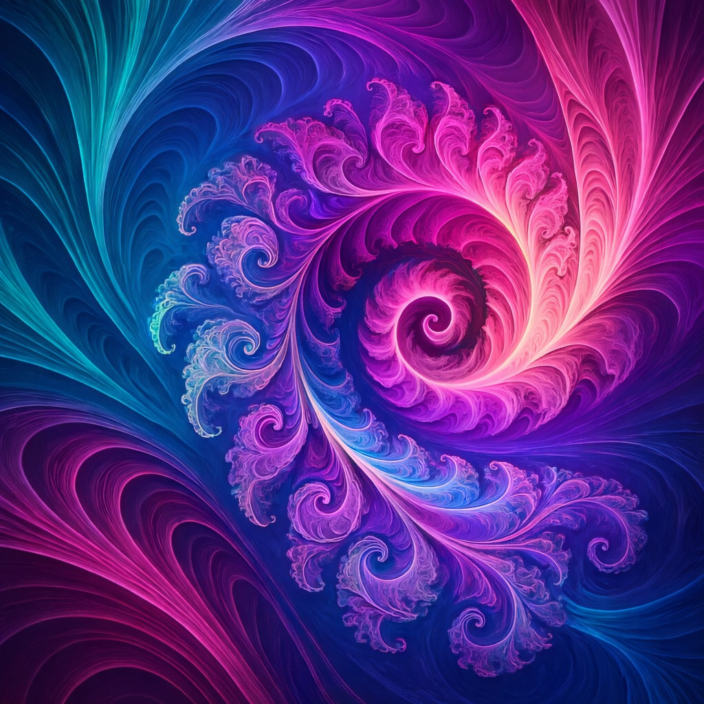Digital Art Wallpapers Photo – Cosmic Energy Swirl – Neon Abstract Landscape Pic