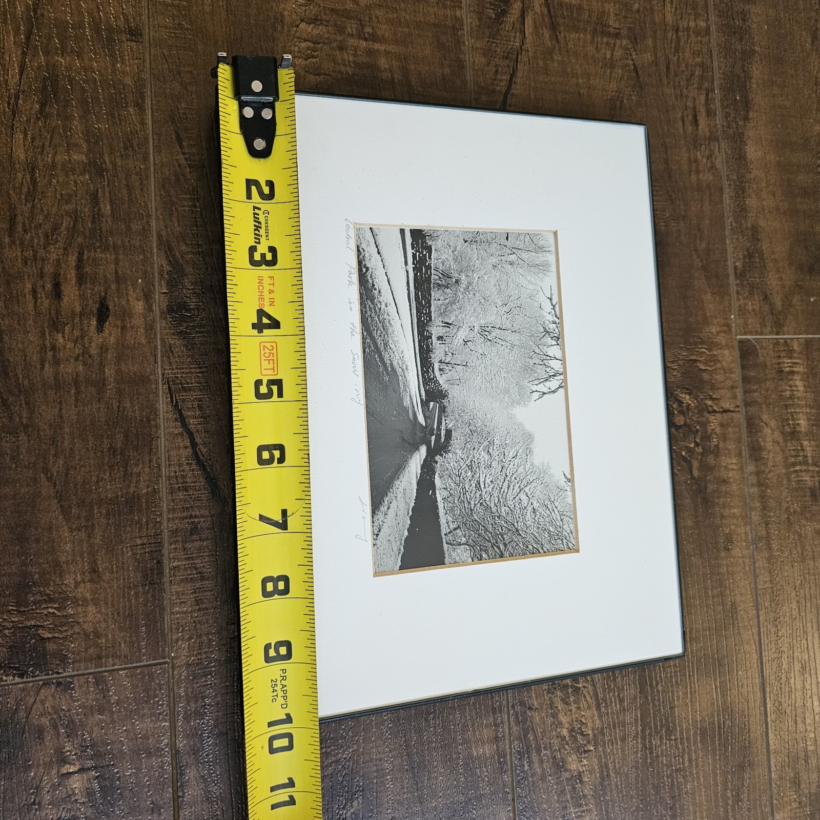 Vintage Photograph Framed Black White Signed CENTRAL PARK , NEW YORK Snow Winter