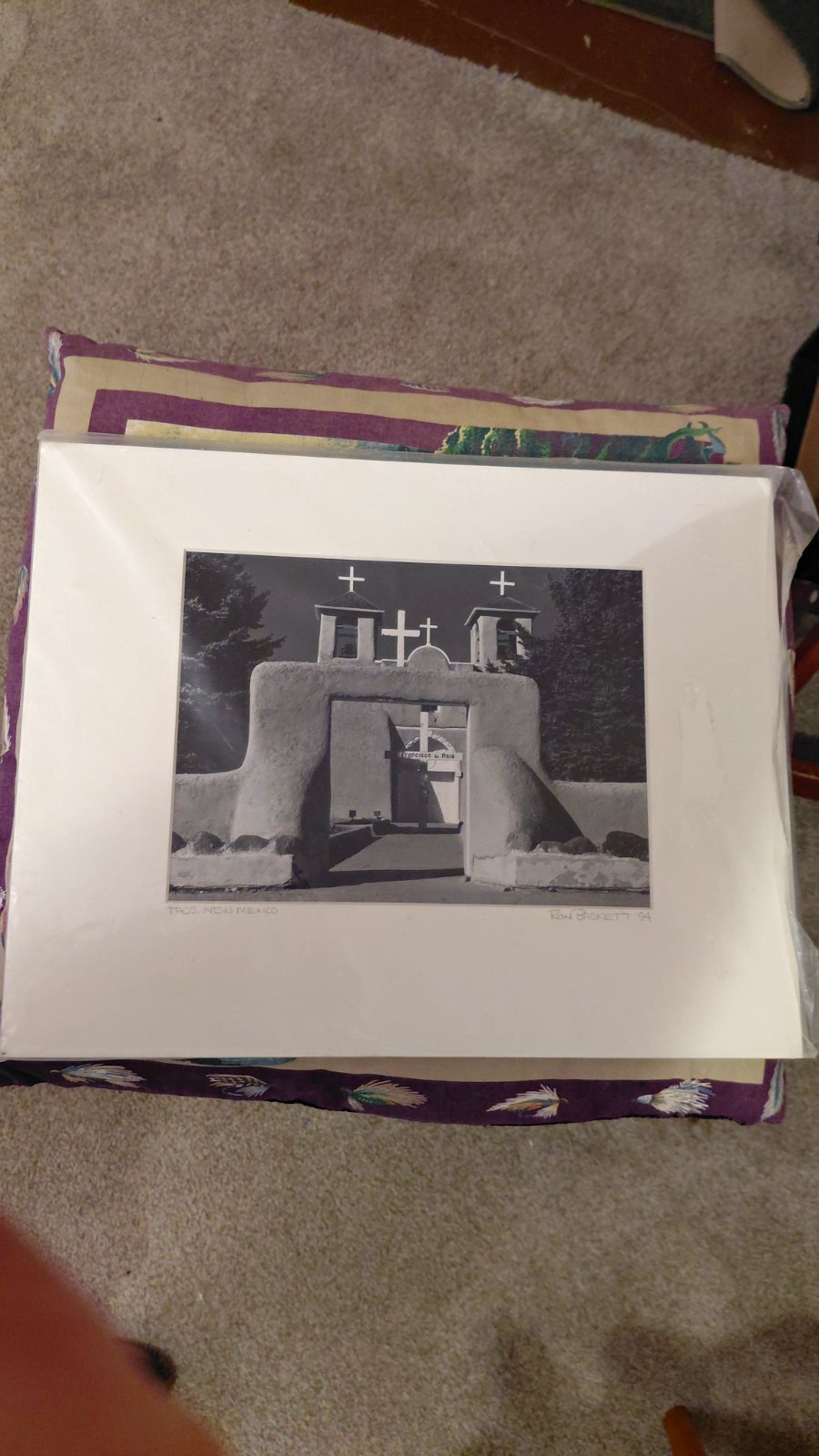Ron Buehler “Taos, New Mexico” Signed 1994 B&W Matted Photo Print