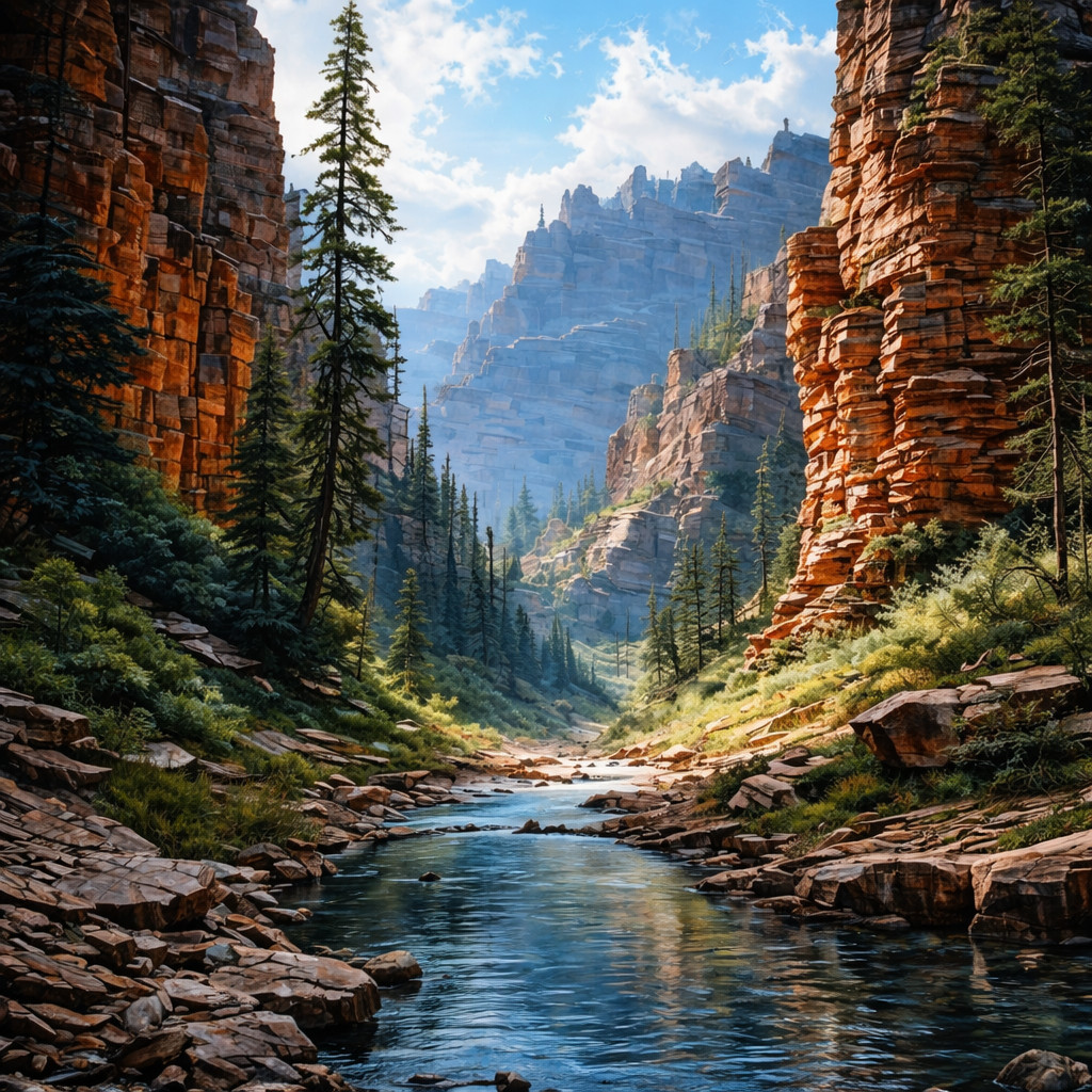 Watercolour Style Mountains Wall Art Digital Image AI Photo Background Wallpaper