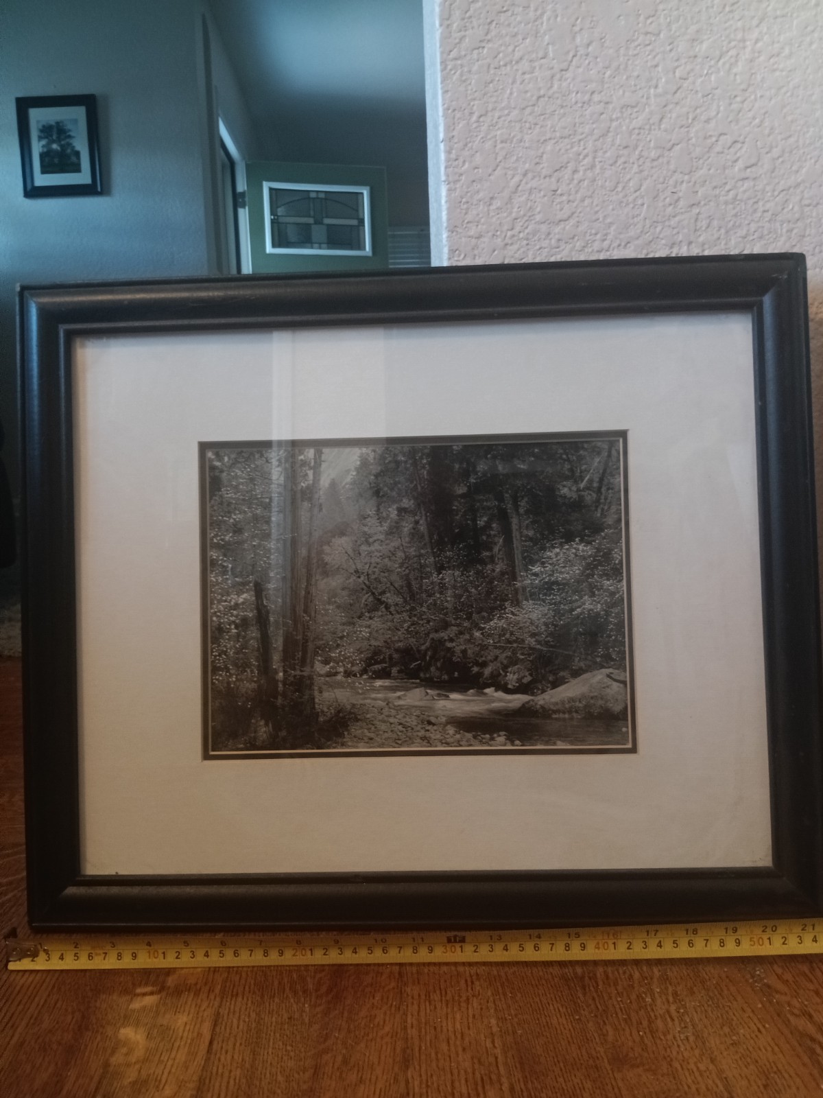 Black & White Forest Creek Landscape Photograph, Matted & Framed, Single Piece
