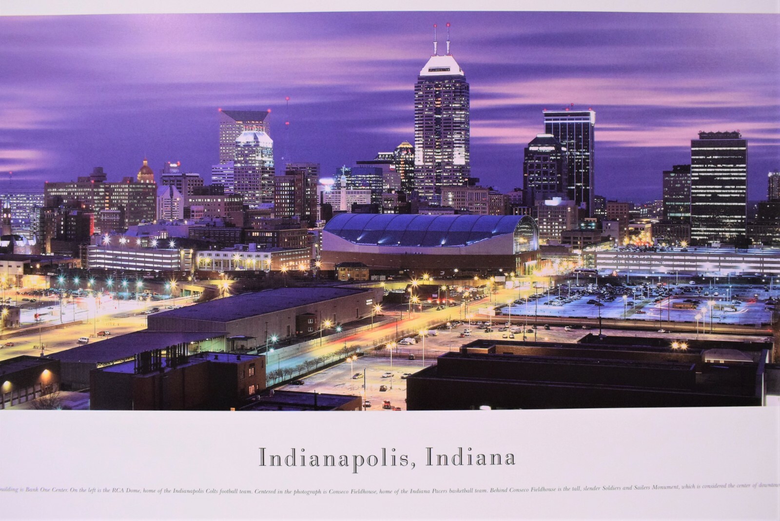 Indianapolis Indiana Skyline Twilight View – Unframed, Blakeway Panorama Print