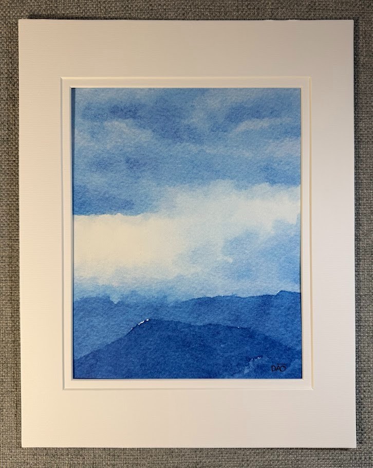 Blue Mountain Digital Watercolor Original Photograph 8 X 10 Mat 11 X 14 Signed