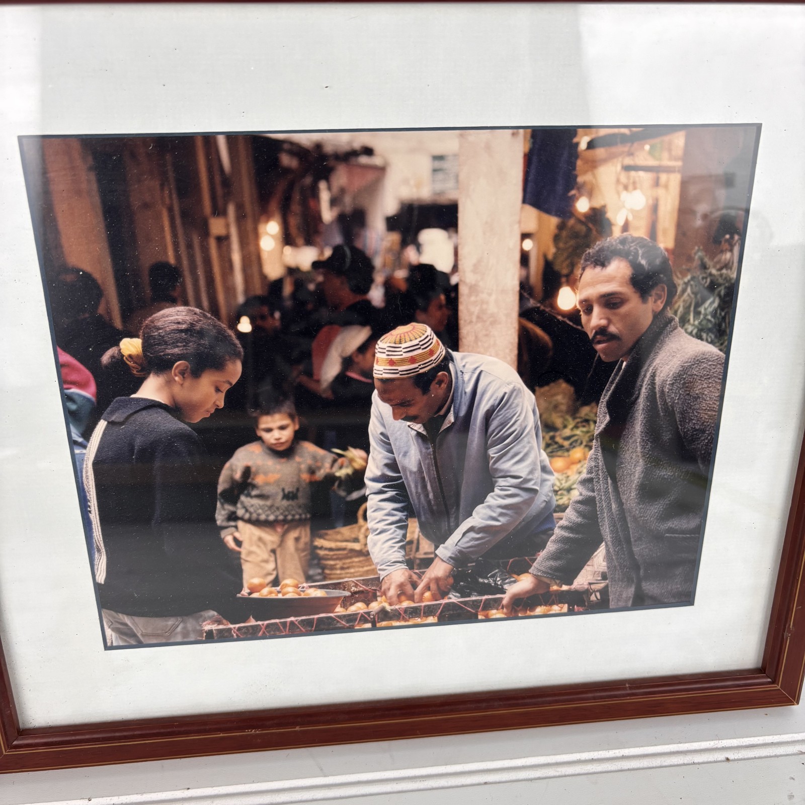 Vibrant Market Scene Art Photograph Framed & Matted Wall Decor 14″x12″