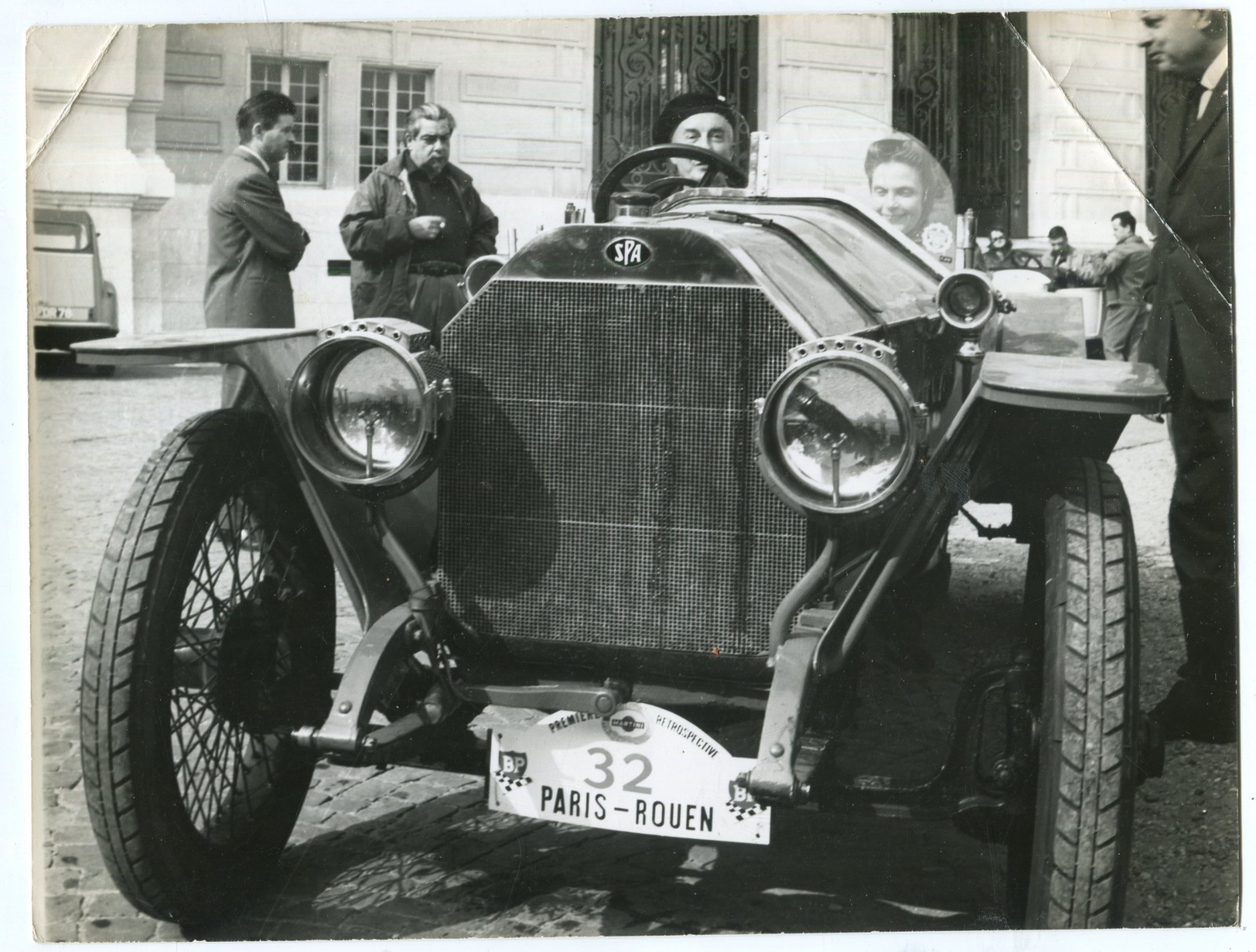 Old photo vintage car “Paris-Rouen 32”, 18x24cm