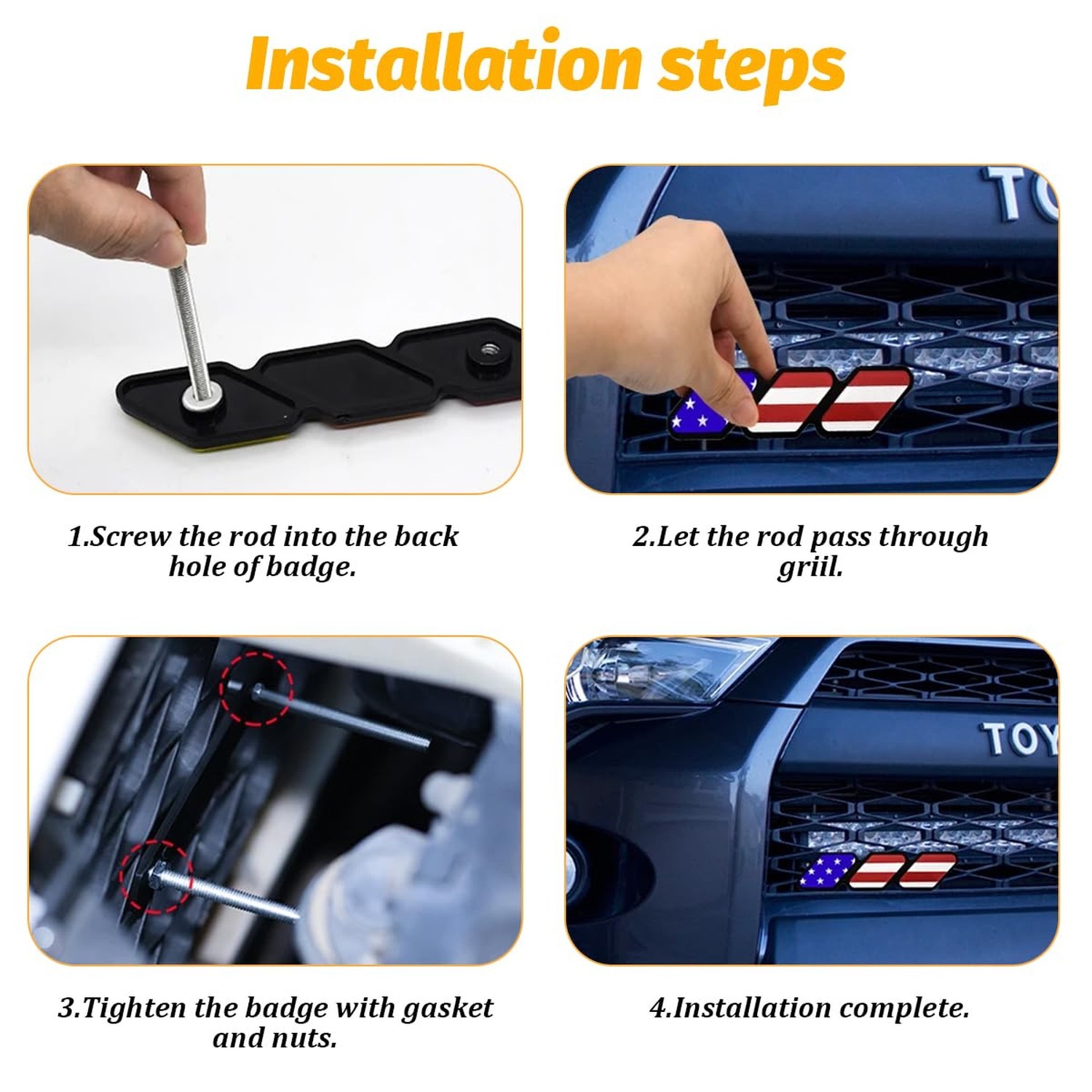 Car Grille Decor Badge, Tri-Color Creative Vehicle Front Grille Insert Trims,…