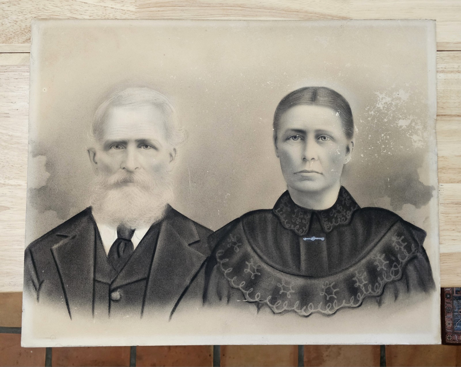 Antique Studio CRAYON PORTRAIT, Tennessee Farmers Pioneers Oddities BOGLE FAMILY