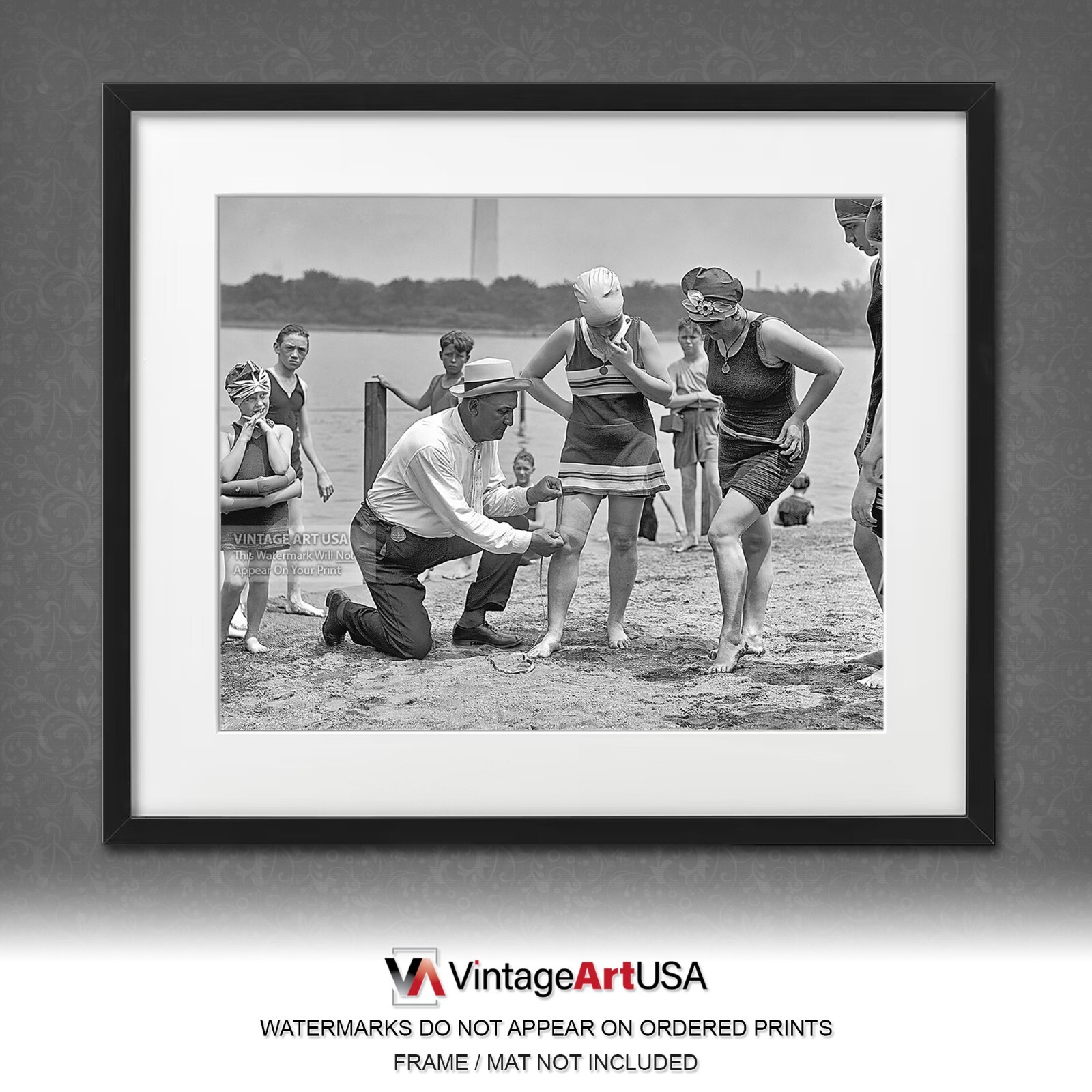 1920s Beach Cop Measuring Bathing Suits Photo Print – 11×14 or 13×19 Poster Art