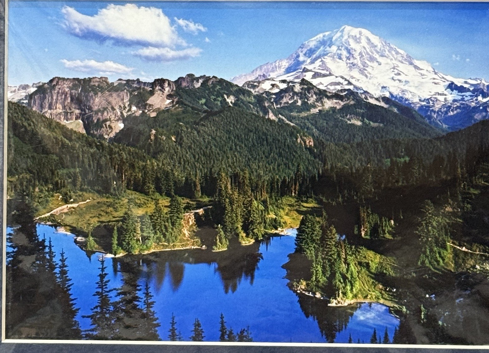 Sherrill SIGNED Matted Photo 8×10 Mt Rainier Eunice Lake WA Landscape Vintage