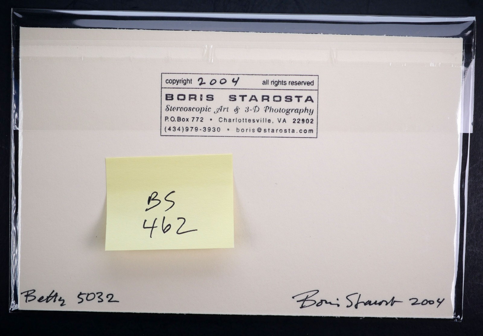 Boris Starosta 3D Stereoview – Betty 5032 – nude model signed 2004