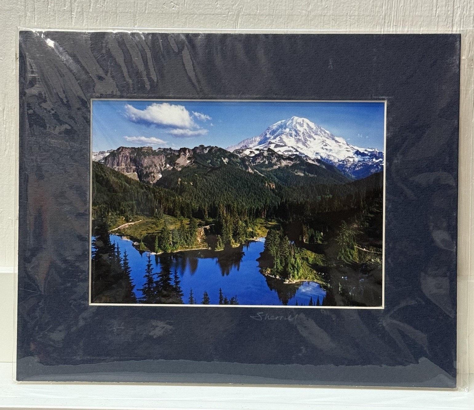 Sherrill SIGNED Matted Photo 8×10 Mt Rainier Eunice Lake WA Landscape Vintage