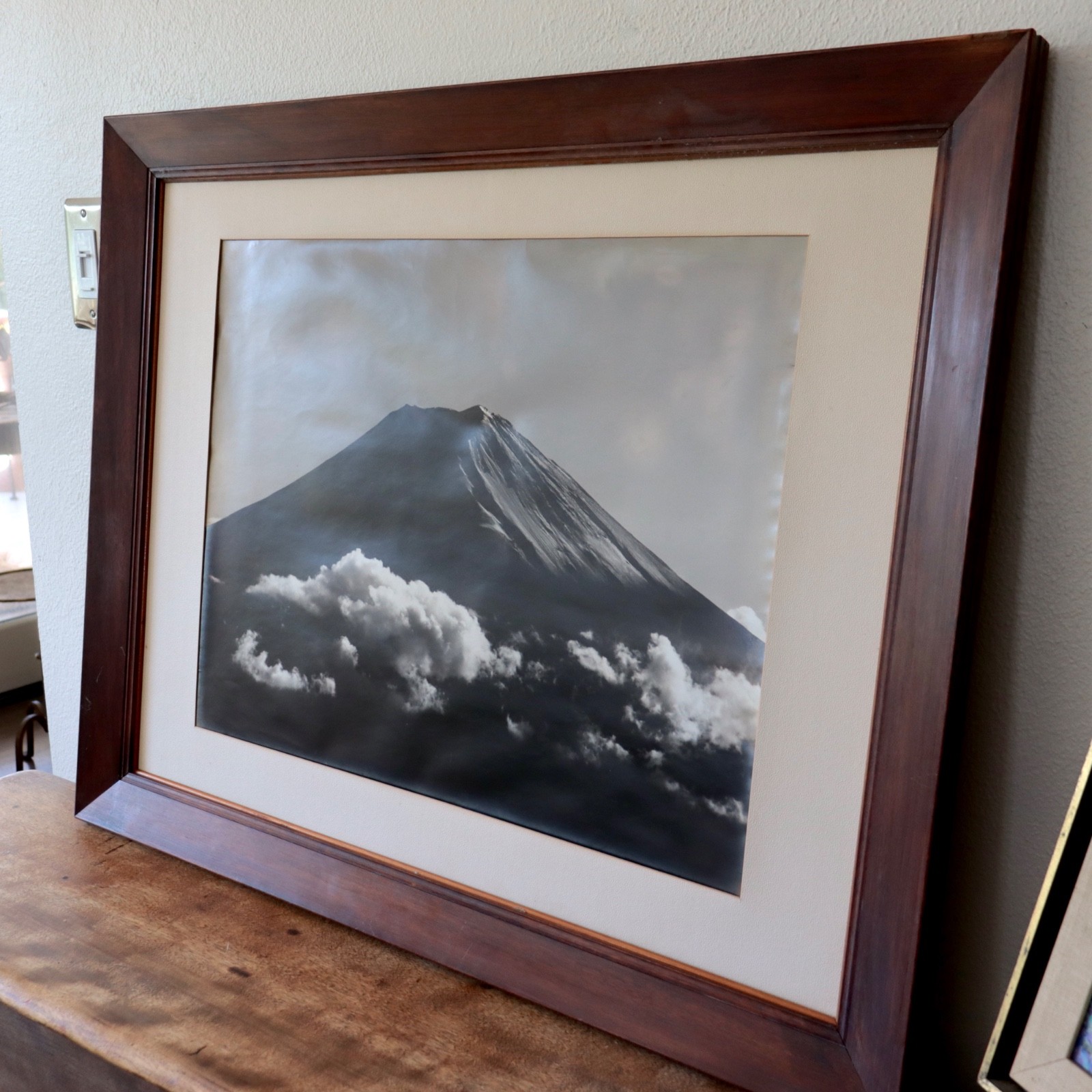 Large 1950s Photograph Mt Fuji Summer Koyo Okada Silver Gelatin Print Japan Vtg