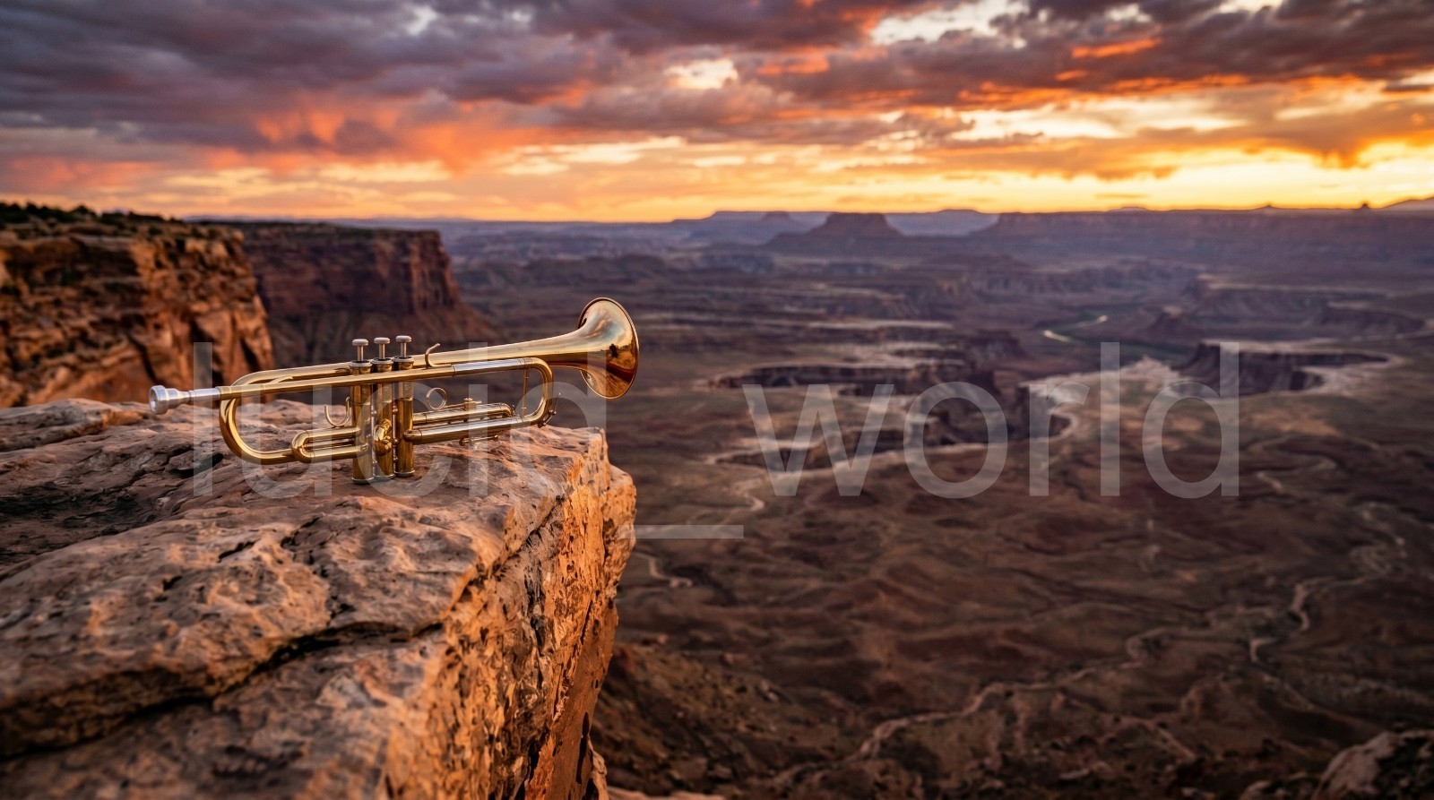 Golden Trumpet Canyon Sunset Art Majestic Landscape Music Digital Wallpaper File