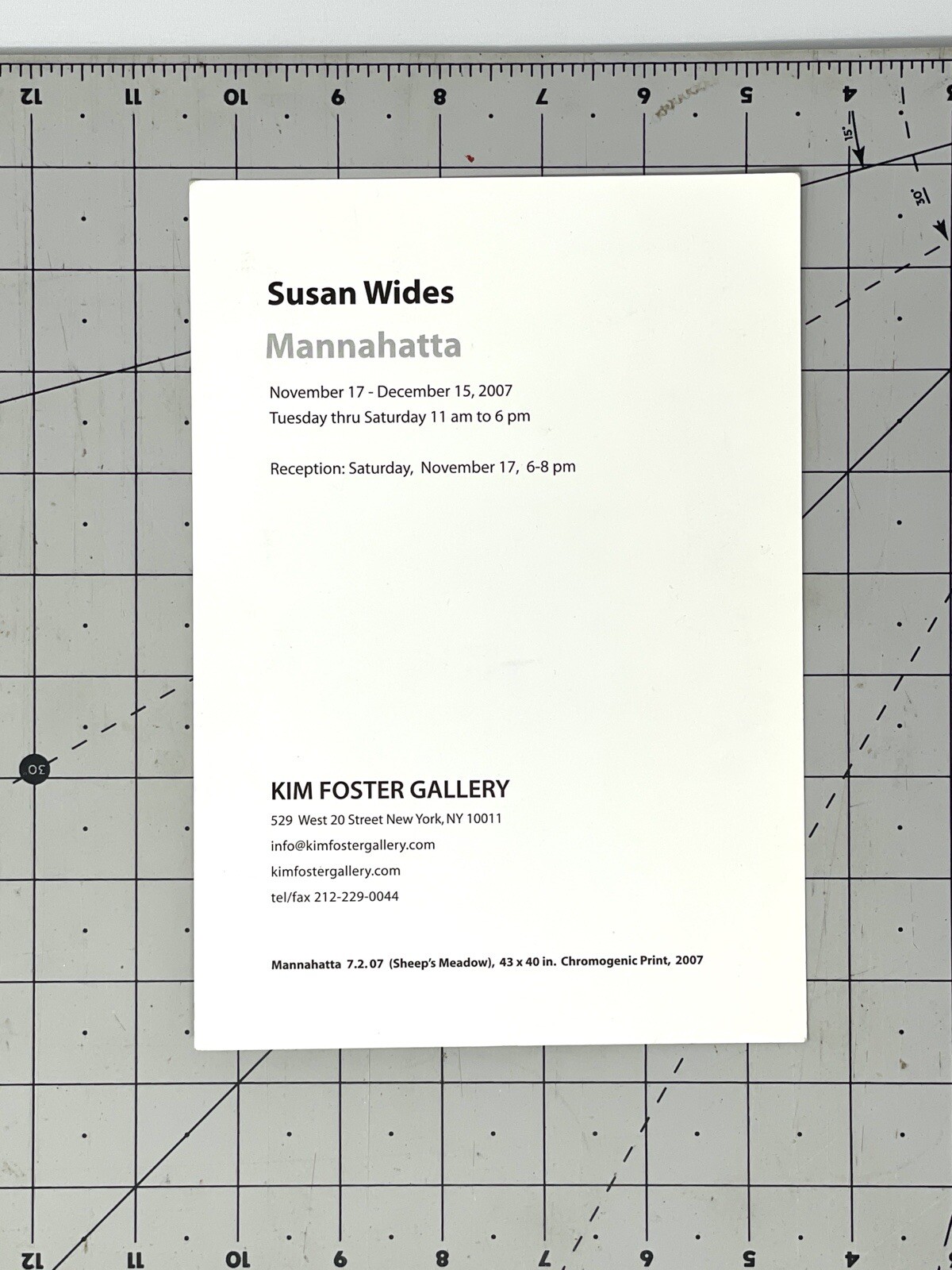 Susan Wides (b. 1955) Art Show Announcement Card 2007 – Manahatta