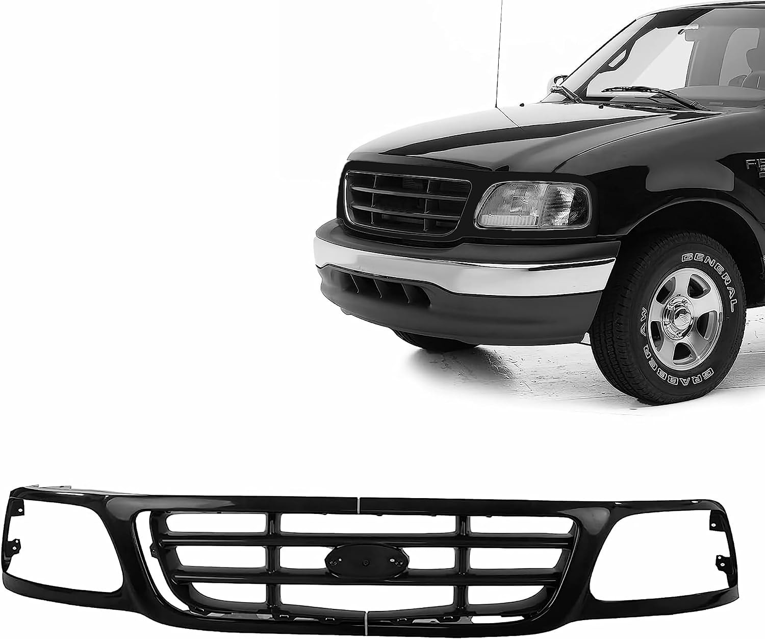 Replacement Parts Front Grille Grill Assembly with Cross Bar Insert Compatible w