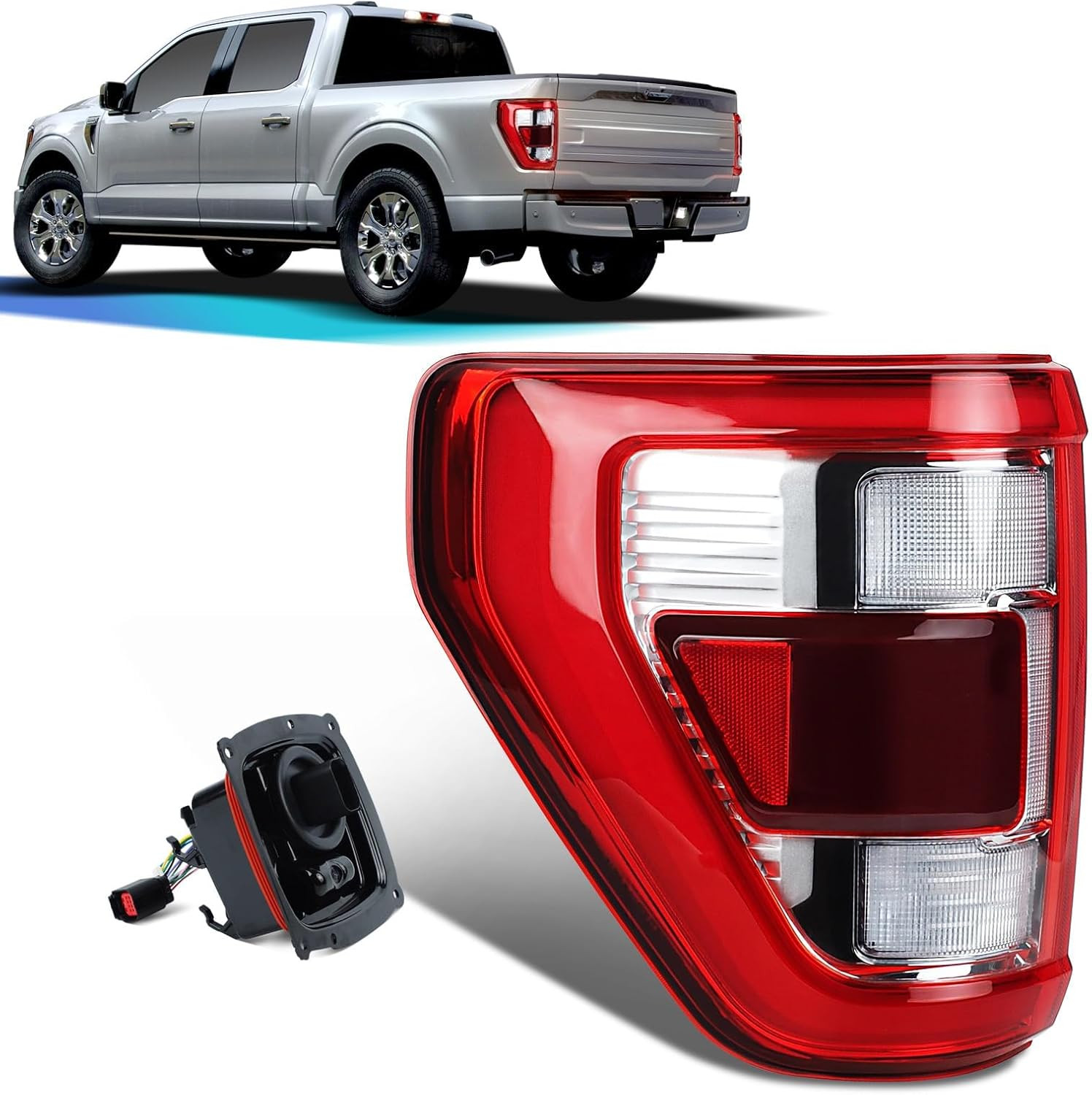 LED Chrome Tail Lights Compatible with 2021 2022 2023 Ford F150 LARAIT/KING RANC
