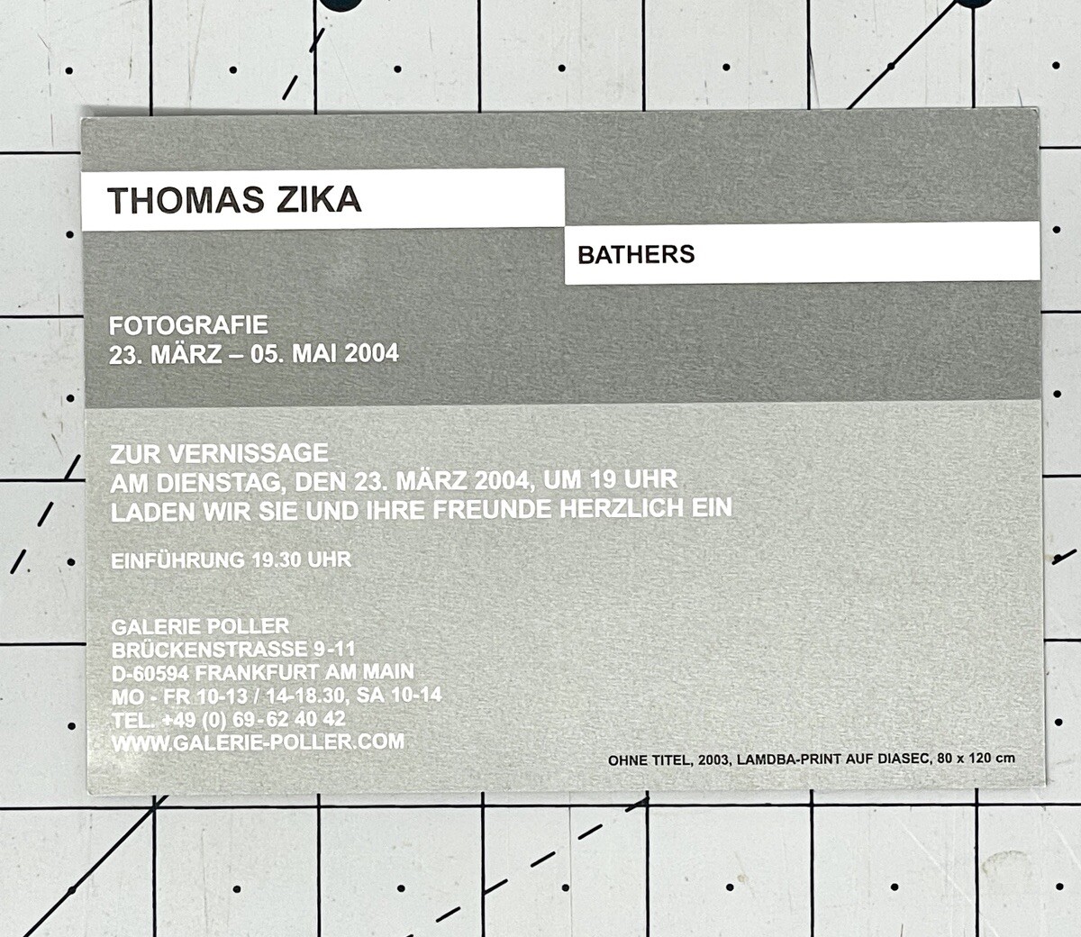Thomas Zika (b. 1963) Art Announcement Card 2004 Frankfurt Germany