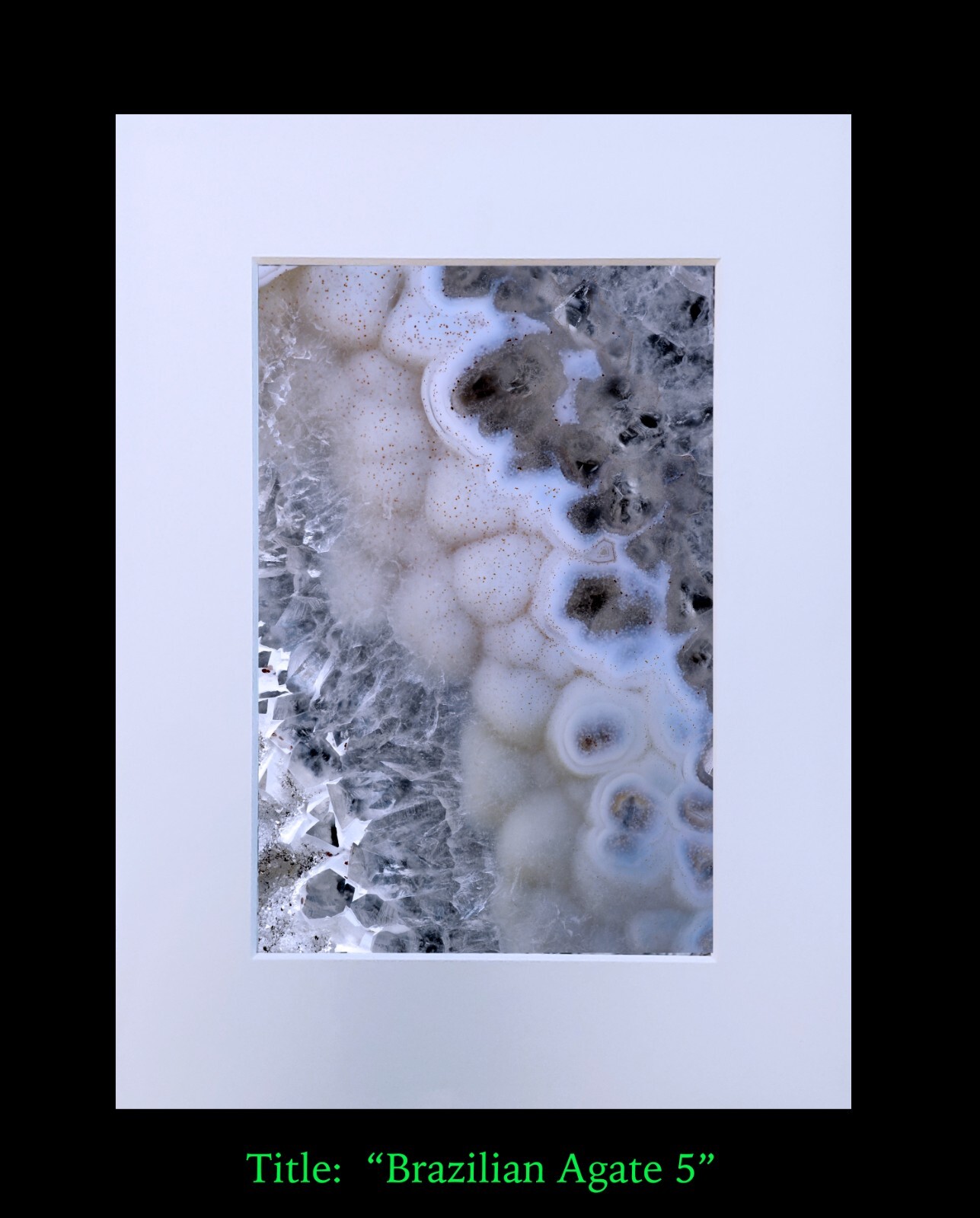 matted photograph, 5″x7″ print, mounted 3/16″ foam with 8″x10″ single white mat