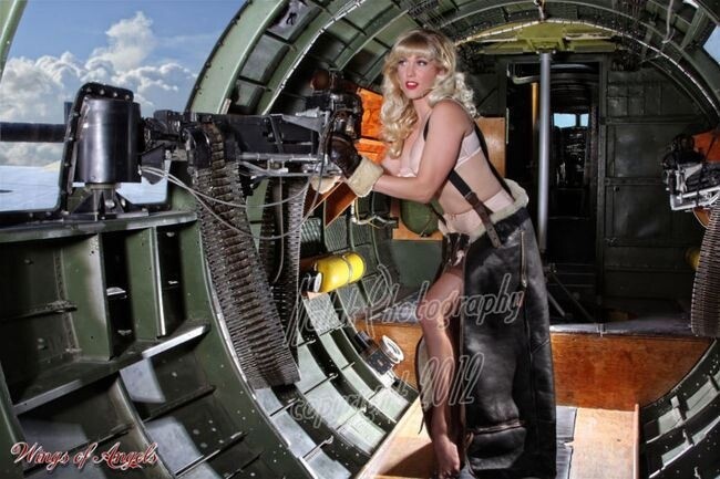 Wings of Angels Michael Malak Pin Up Caitlin at Guns WWII B-17G Flying Fortress
