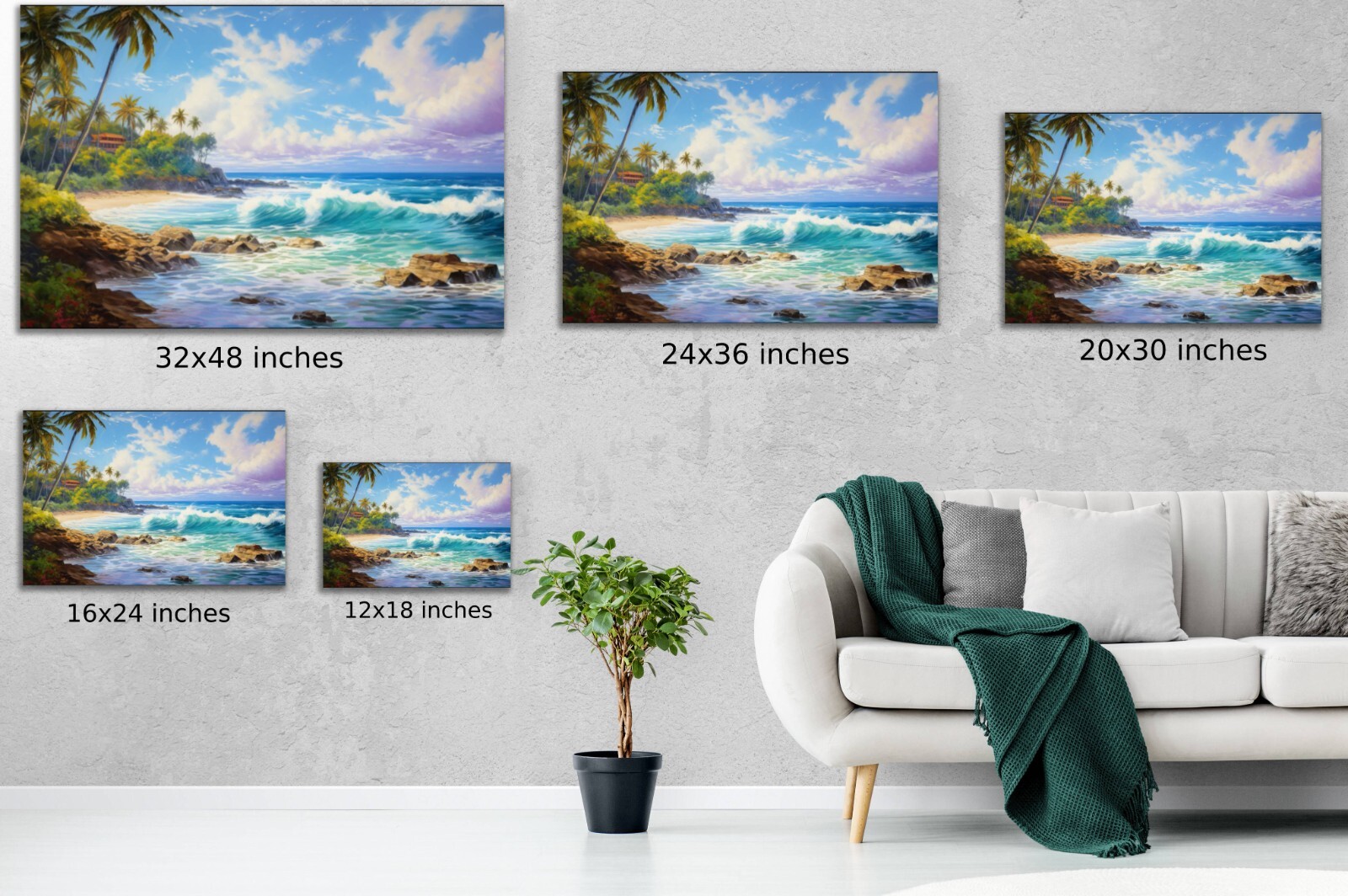 Hawaii Beach Ocean Painting, Hawaii Watercolor Painting Kauai Maui Honolulu Art