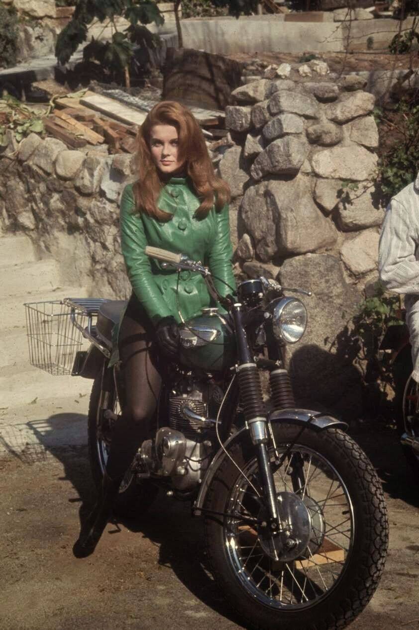 Ann Margret on her Triumph Motorcycle Photo Print Poster