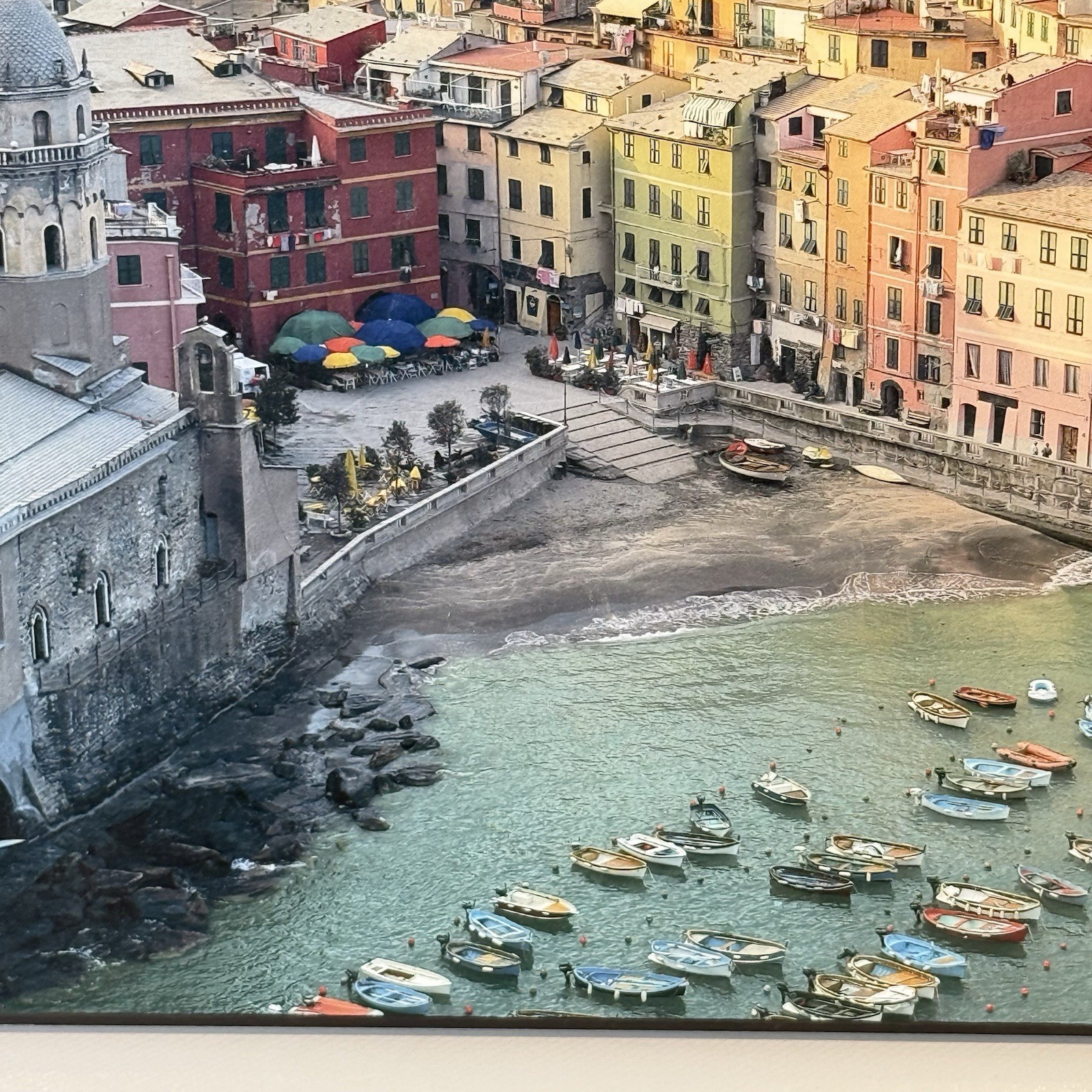Dennis Barloga Vernazza Harbor Cinque Terre, Italy Giclee Print 12” x 14” Wood