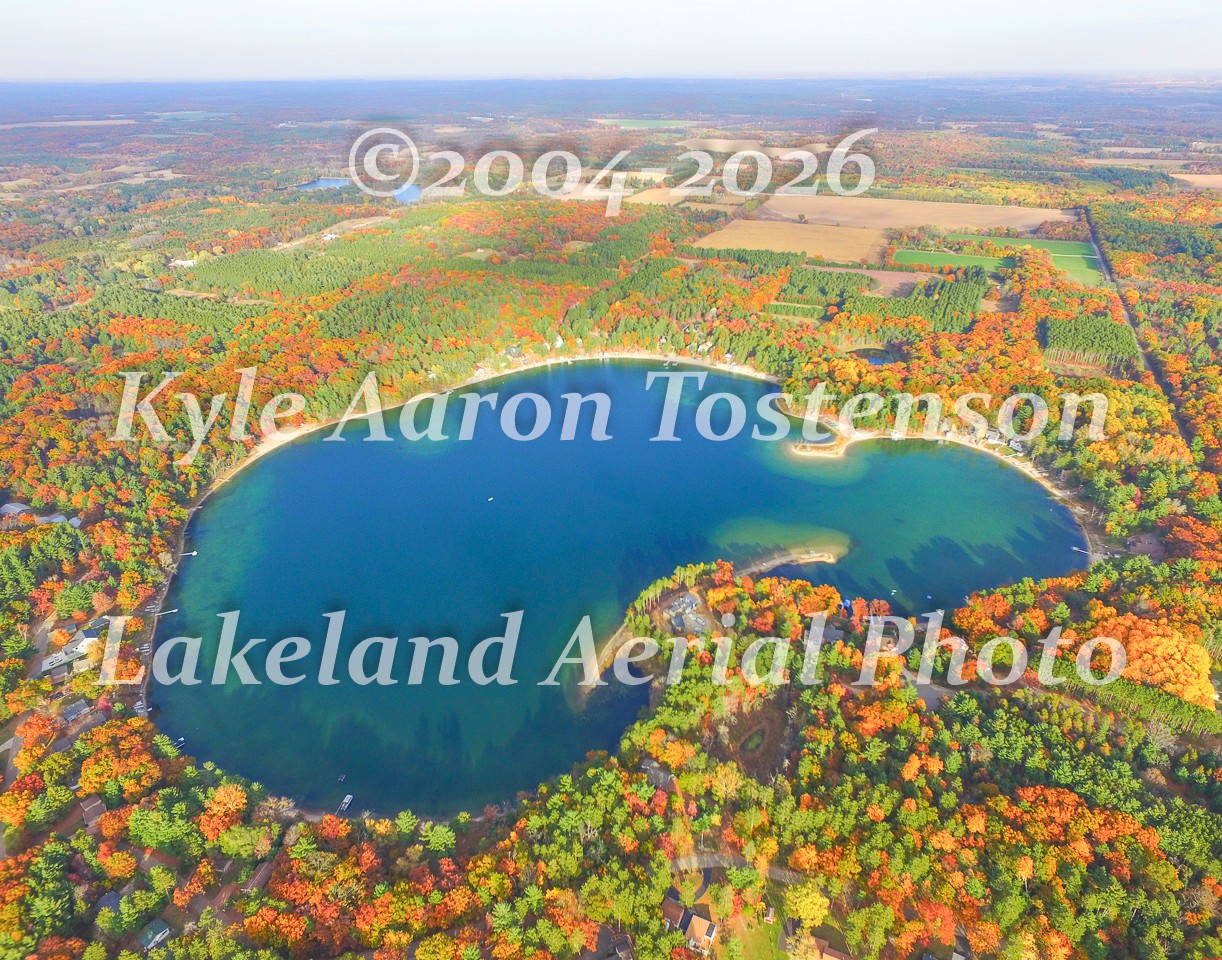 Hills Lake, Waushara Co., Wautoma, Wisc. Overhead Airplane Photo Frame Optional.