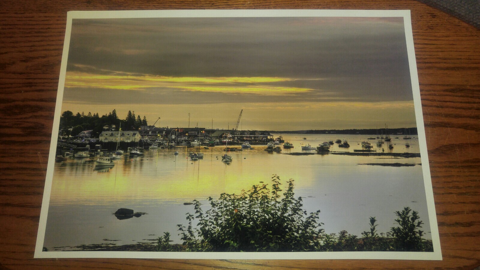 19×13 Digital Art Photograph Bay Ocean Fishing Village Pier Docks Boat Scenic