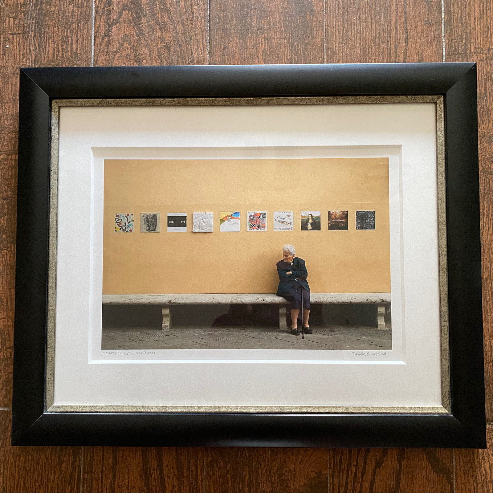 Framed Photograph Italy Darren Olson Art Montalcino Tuscany Grandma Bench Photo