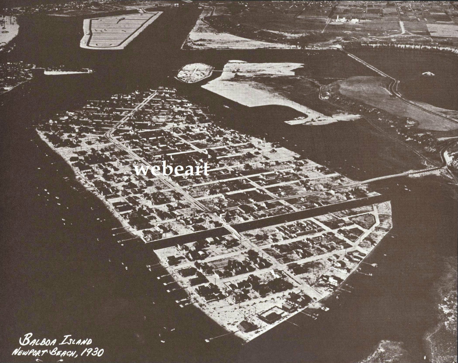 NEWPORT BEACH Aerial BALBOA LIDO 1930’s Photo Print 970 11″ x 14″